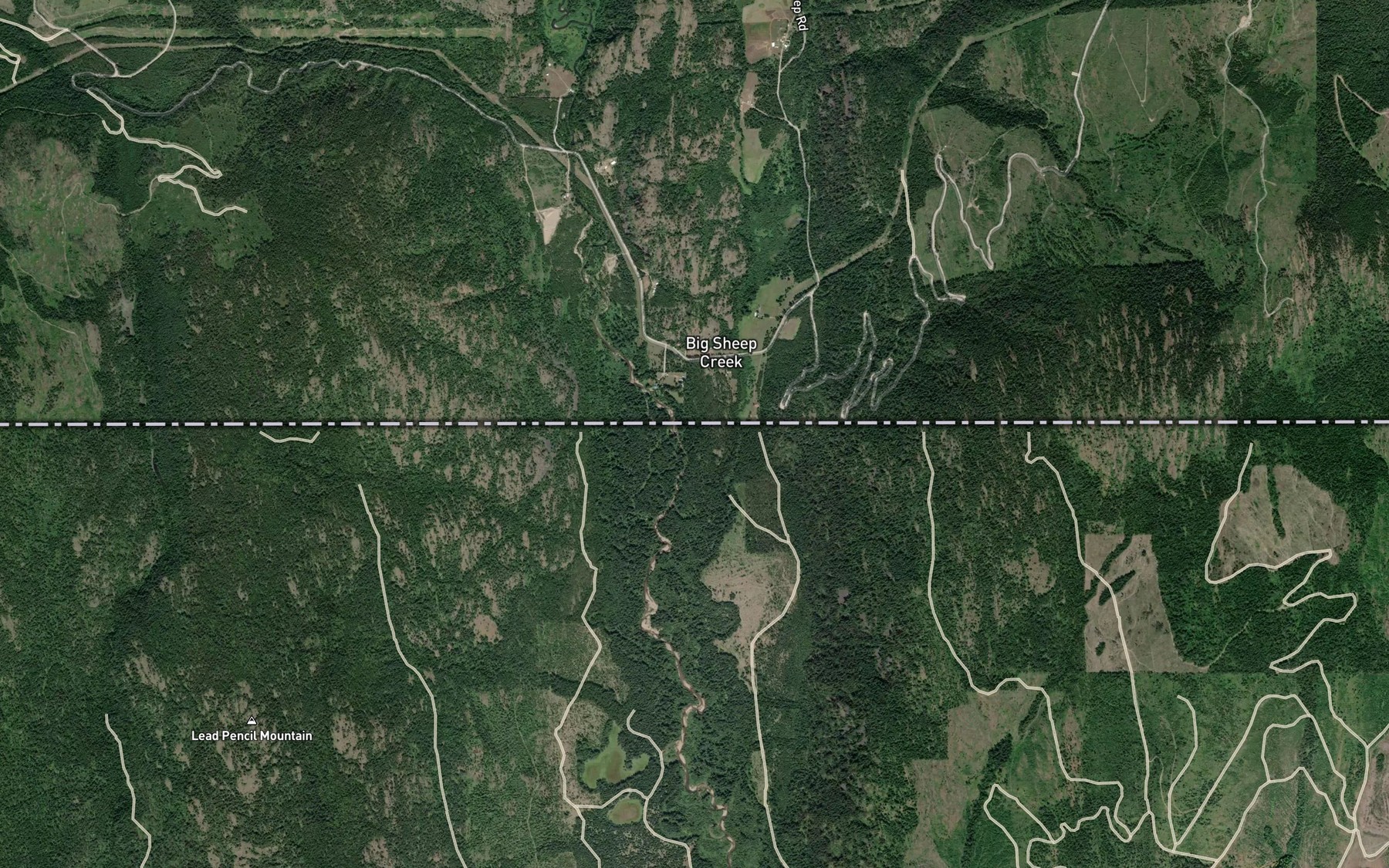 Satellite map of the Triumph Creek
