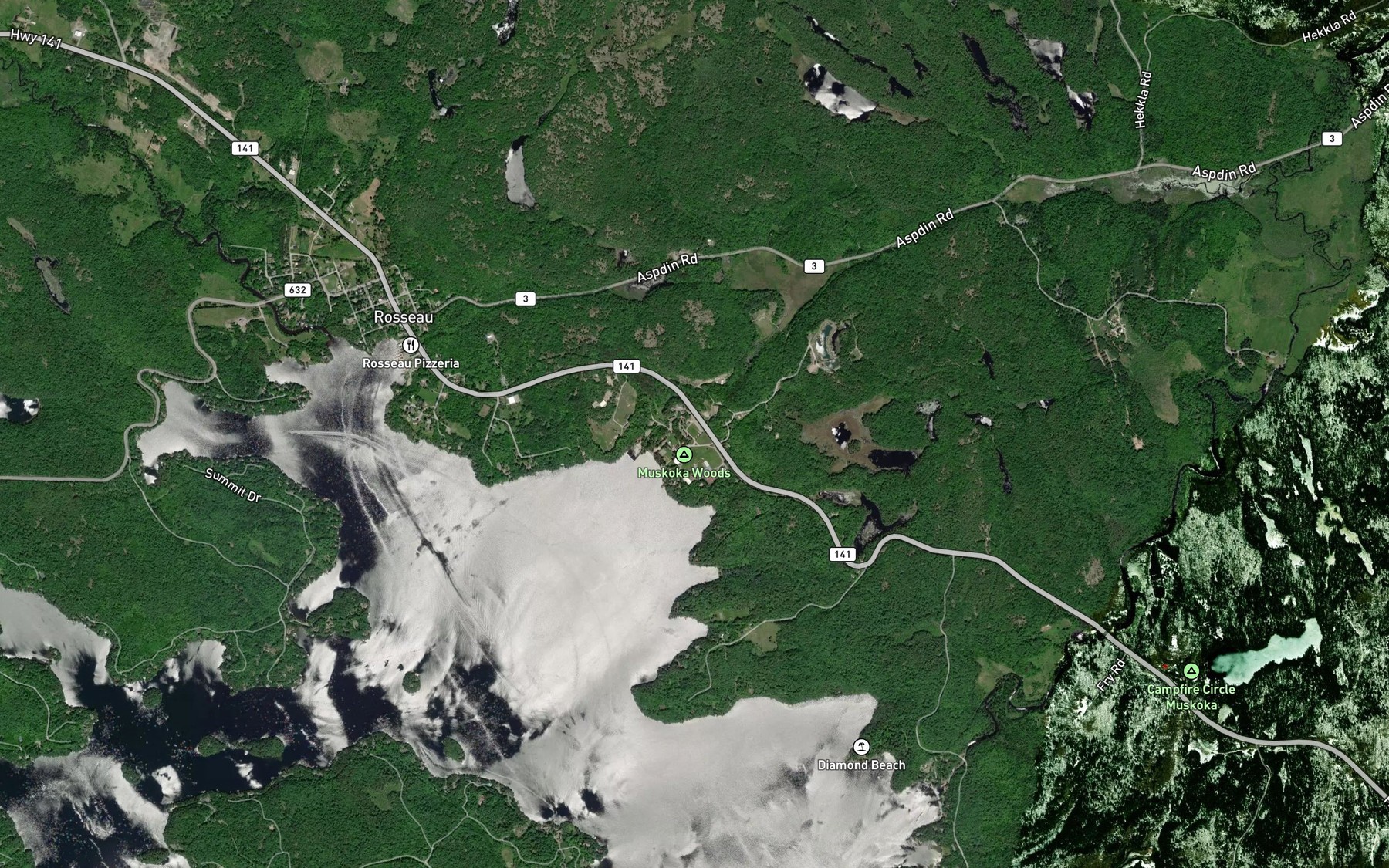 Satellite map of the Lawrason Creek