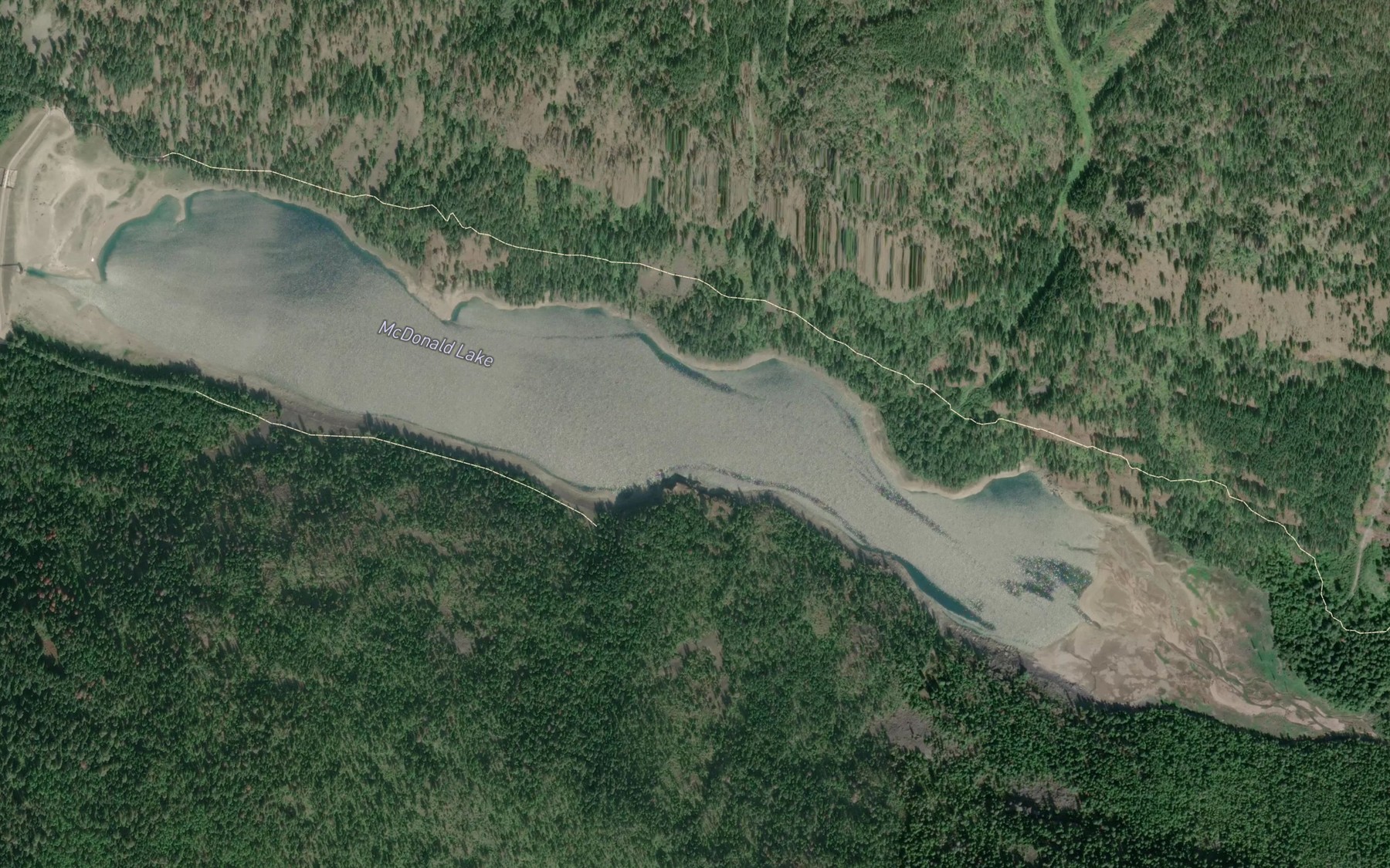 Satellite map of the McDonald Lake