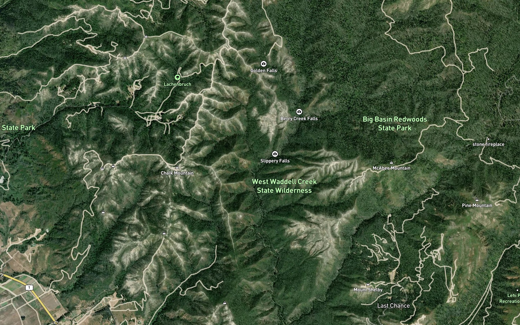 Satellite map of the Henry Creek