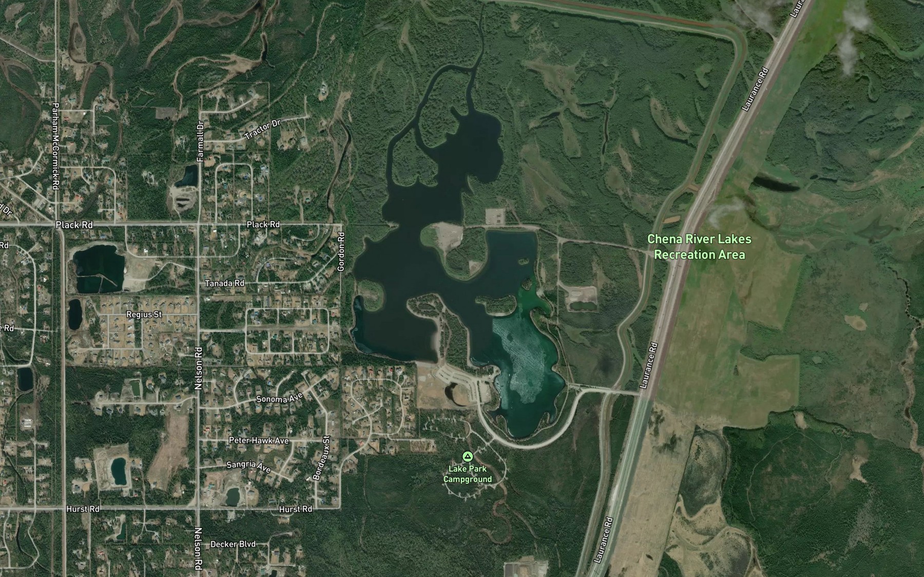Satellite map of the Chena Lake