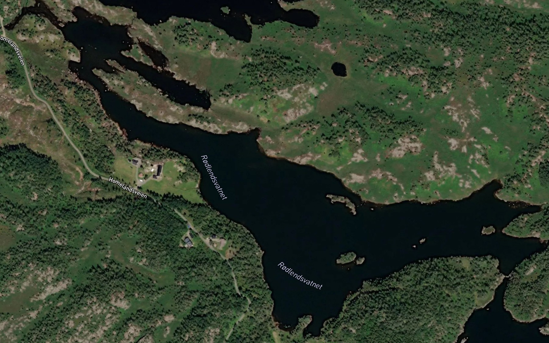Satellite map of the Rodlendsvatnet