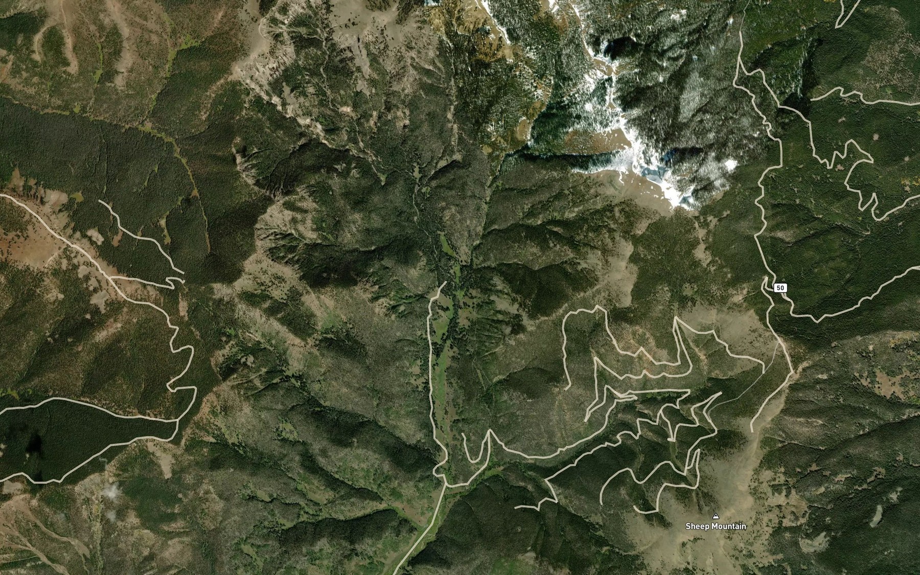 Satellite map of the Poison Creek