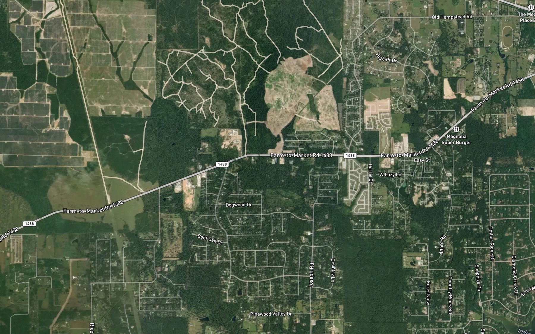 Satellite map of the Birch Creek