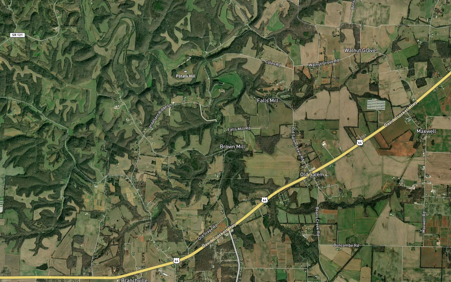 Satellite map of the Robinson Creek