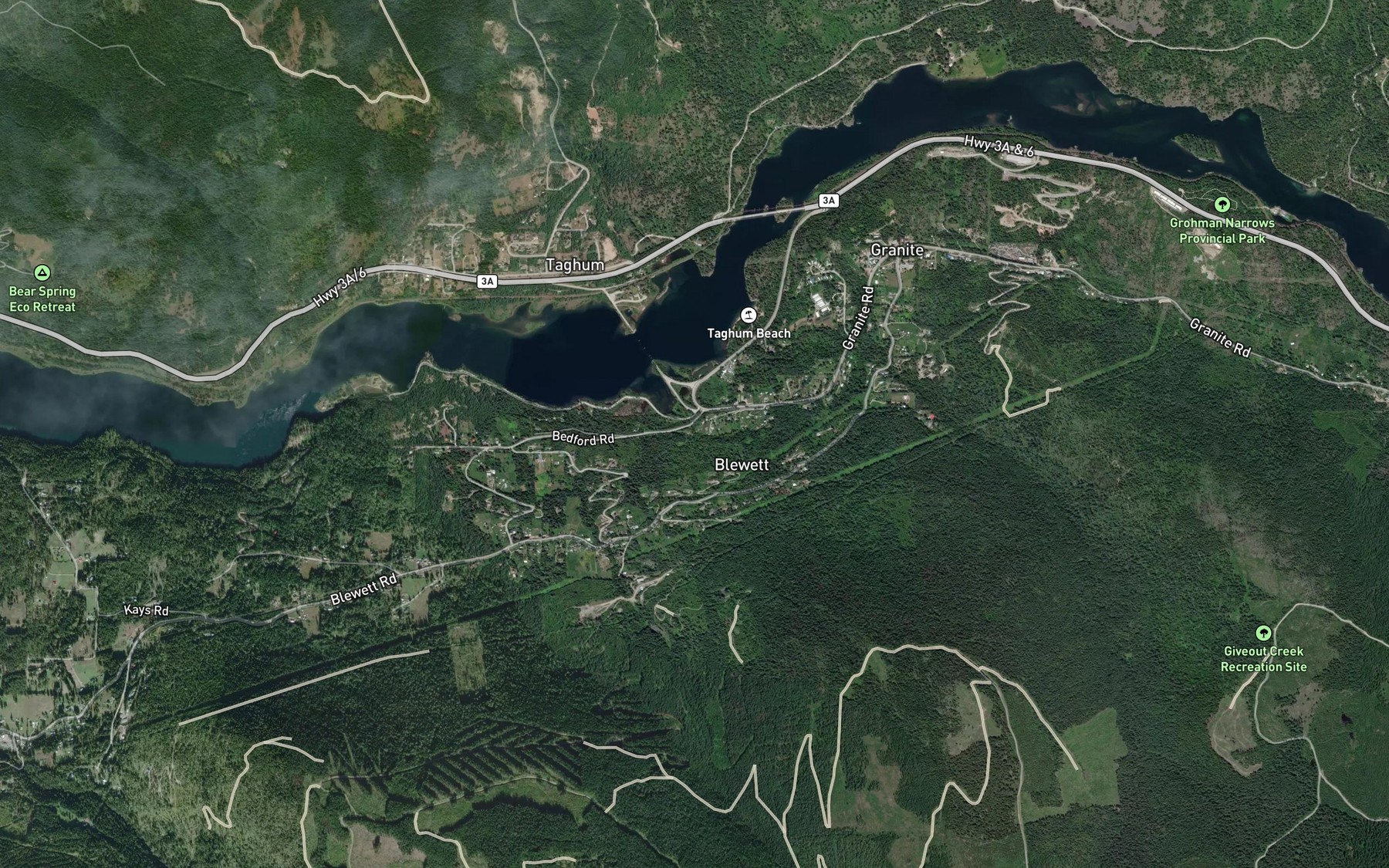 Satellite map of the Sproule Creek