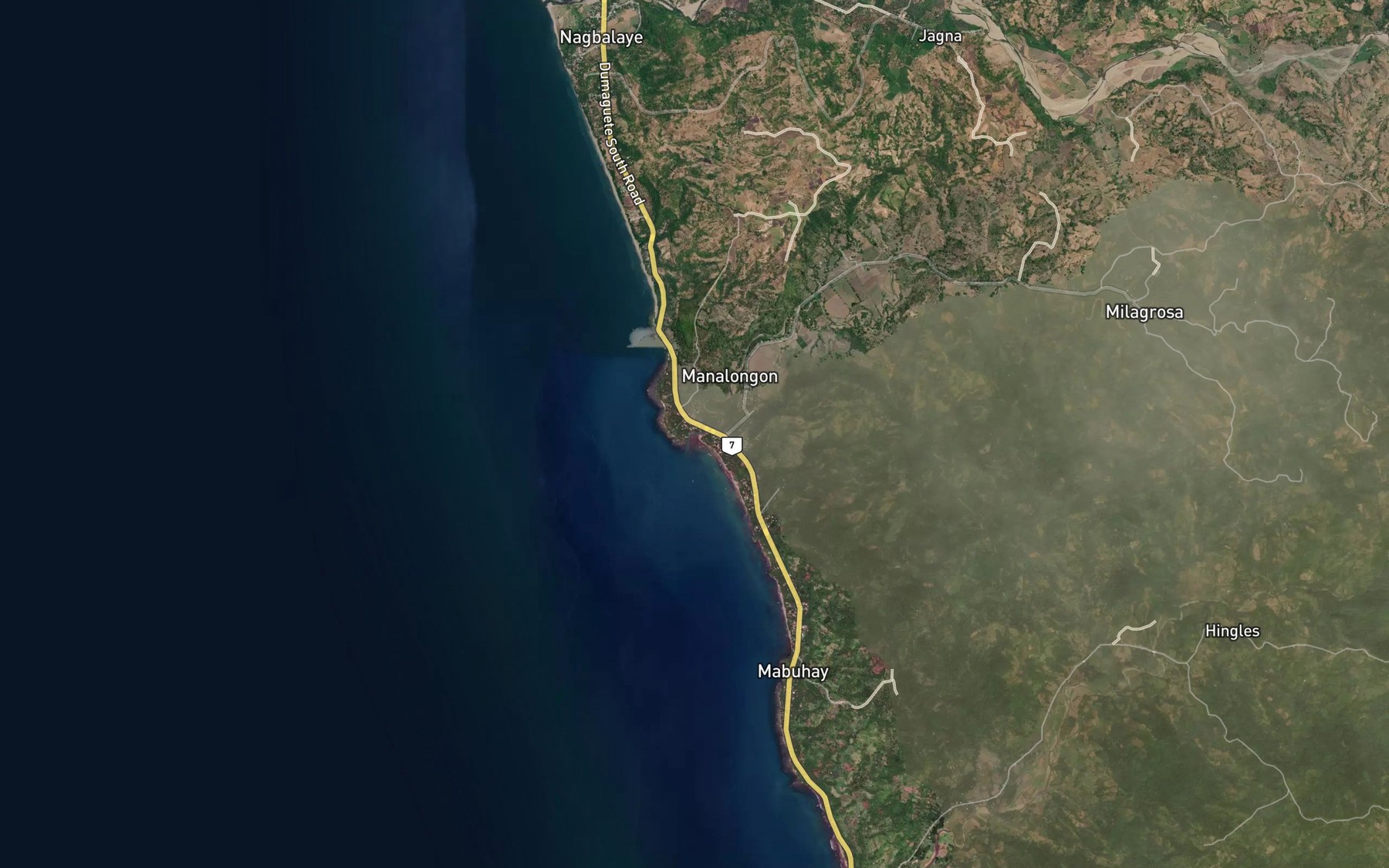 Satellite map of the Manalongon River