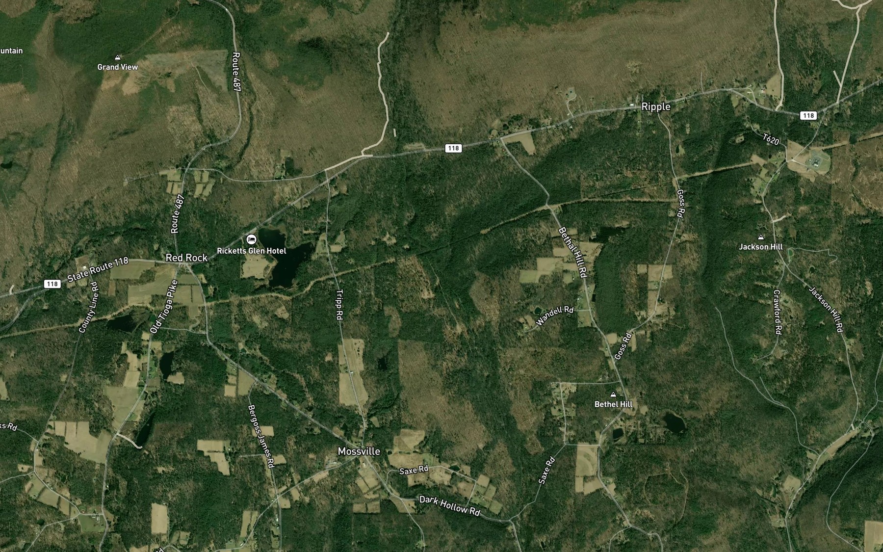 Satellite map of the Crooked Creek