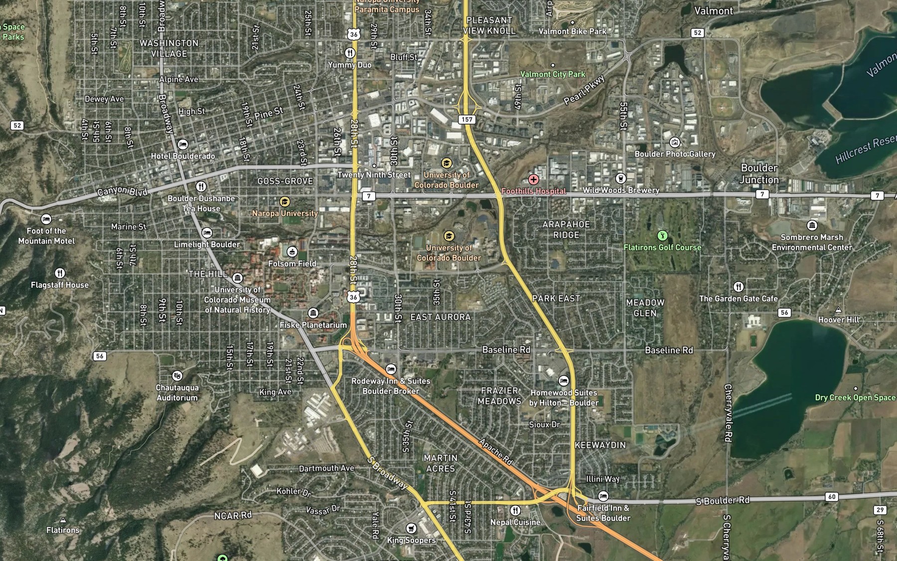 Satellite map of the Skunk Creek