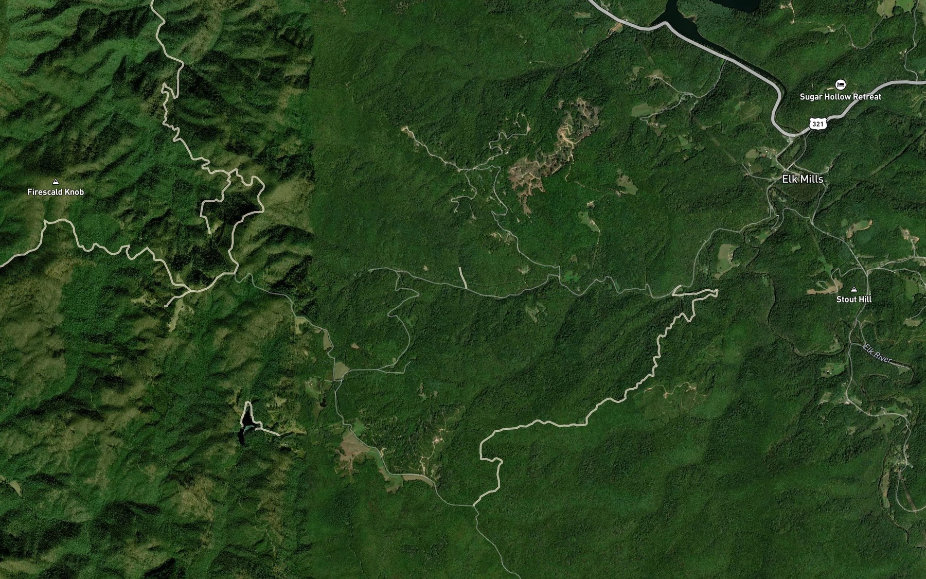 Satellite map of the Scrawls Branch