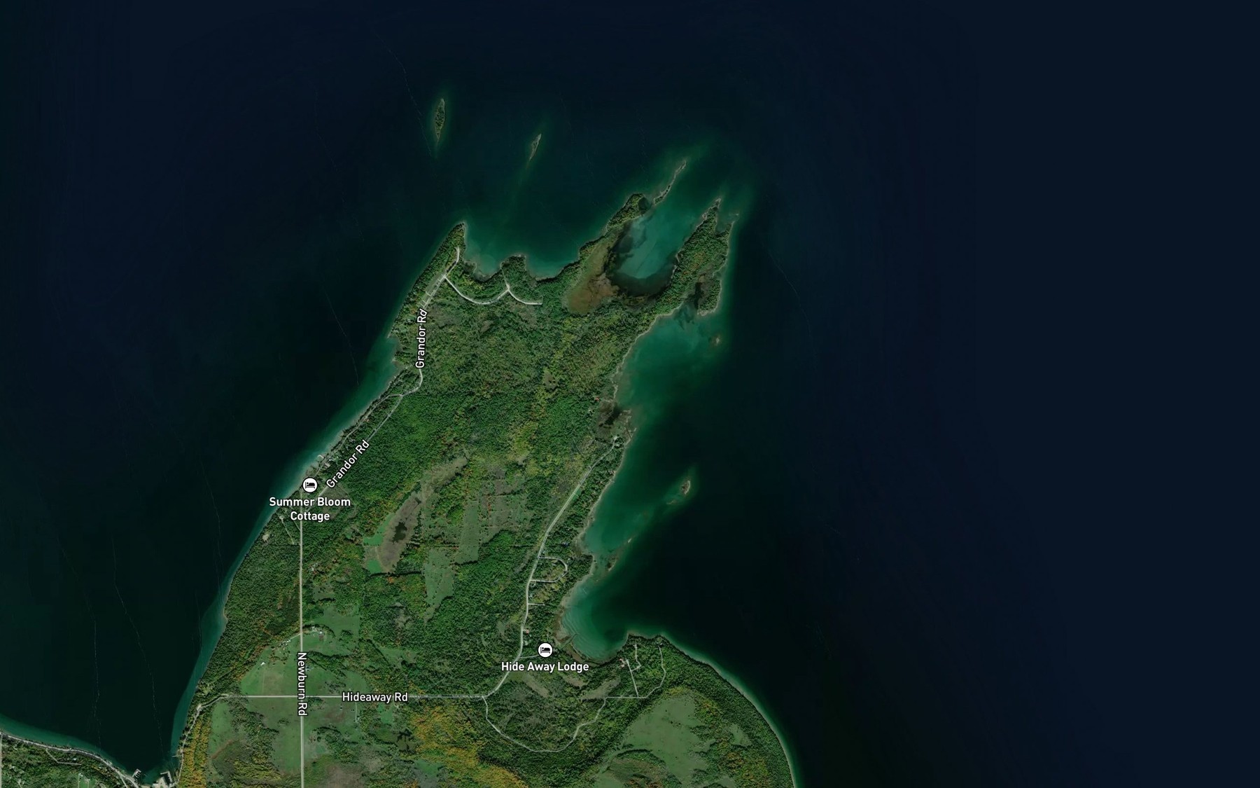 Satellite map of the Rushy Cove