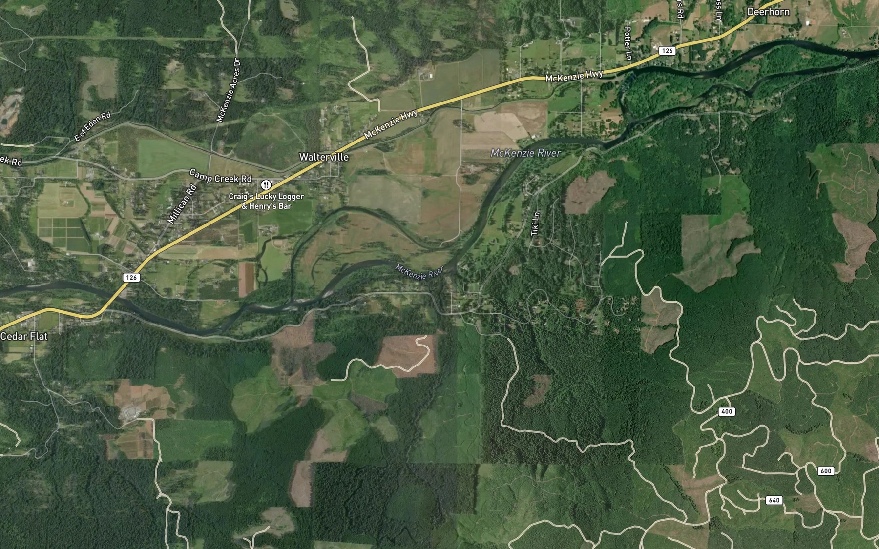 Satellite map of the Osborn Creek