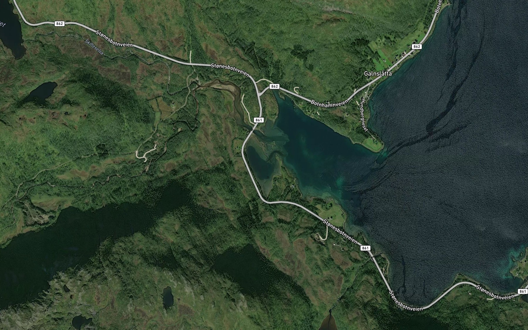 Satellite map of the Skreddarkjosen