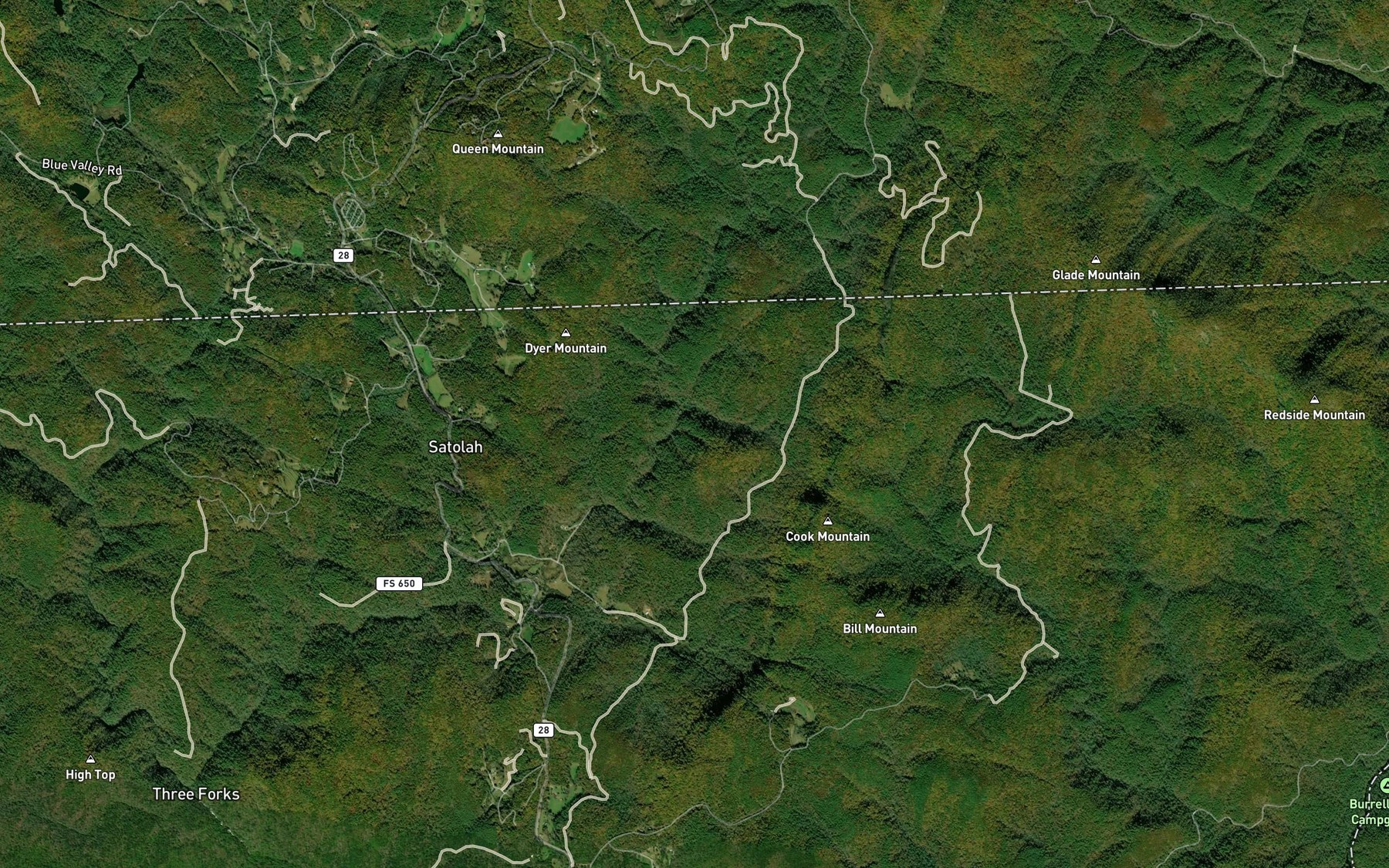 Satellite map of the Pin Mill Branch