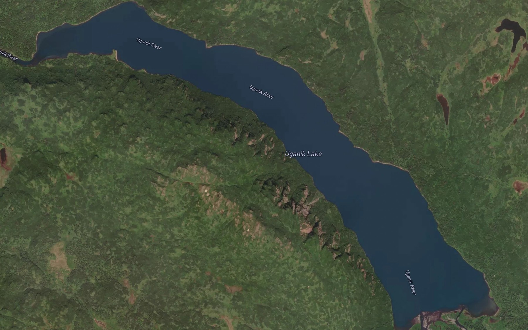 Satellite map of the Uganik Lake