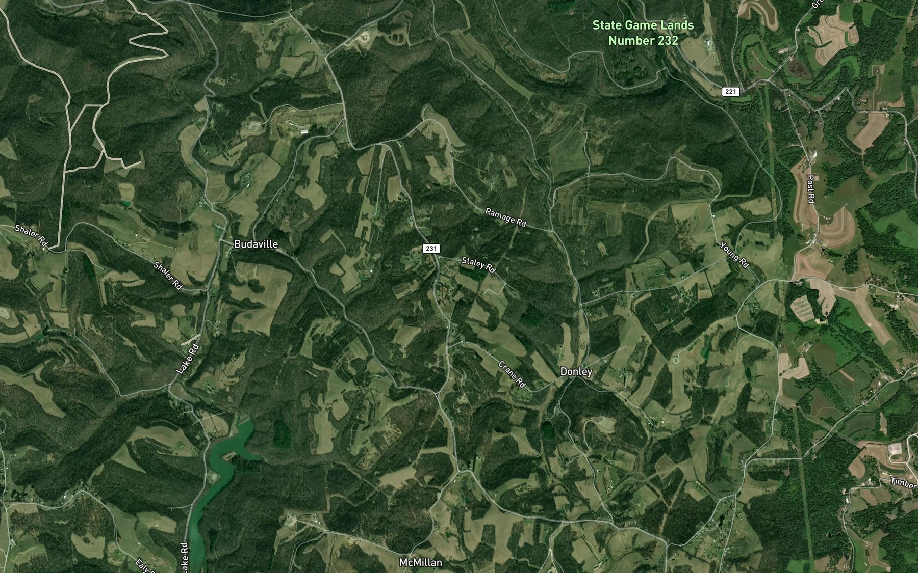 Satellite map of the Stroughton Lake