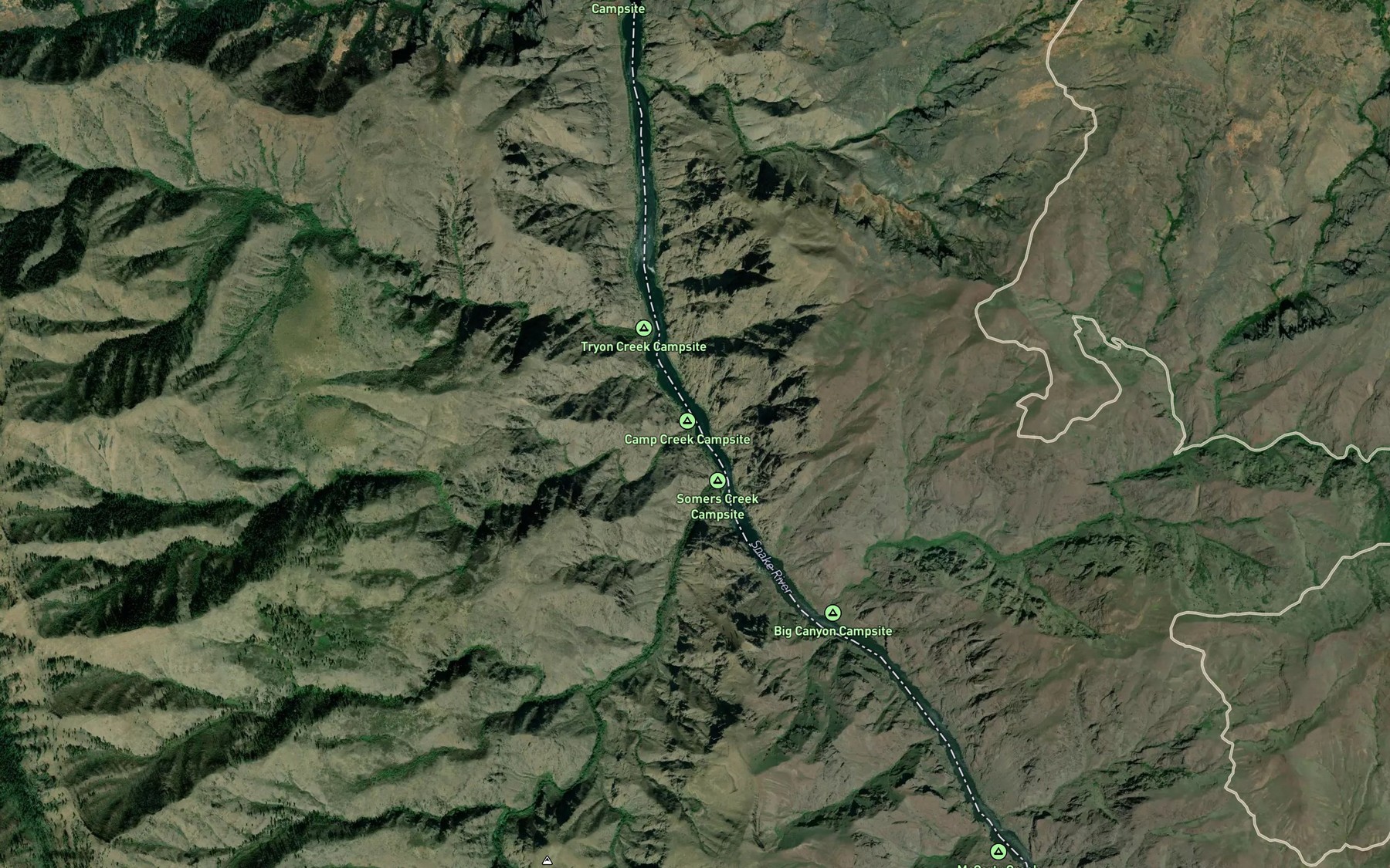 Satellite map of the Camp Creek