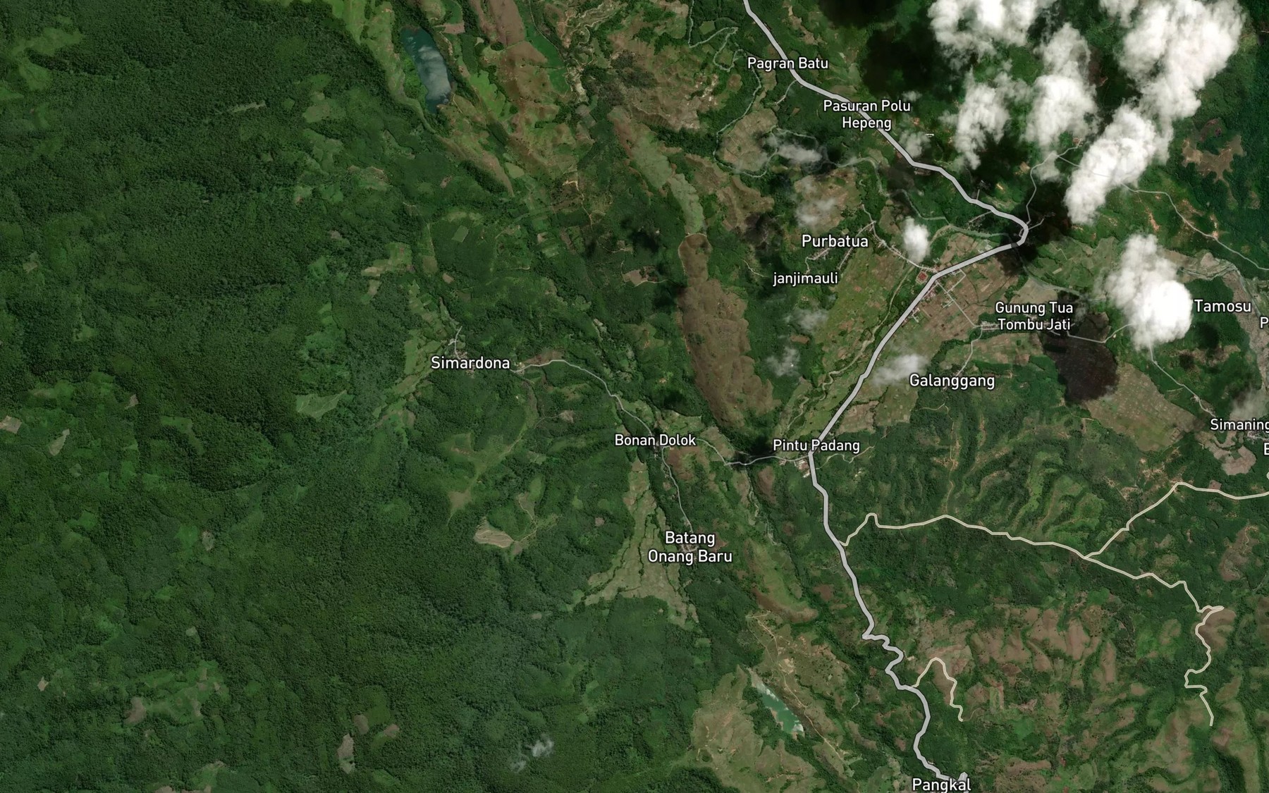 Satellite map of the Aek Pagar Utan