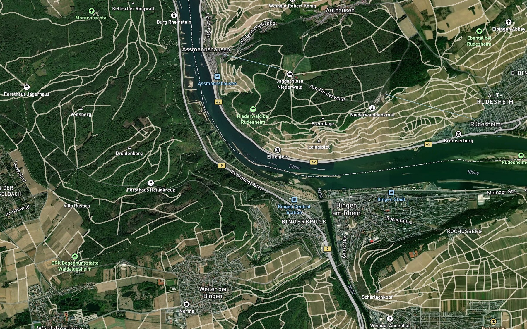 Satellite map of the Binger Loch