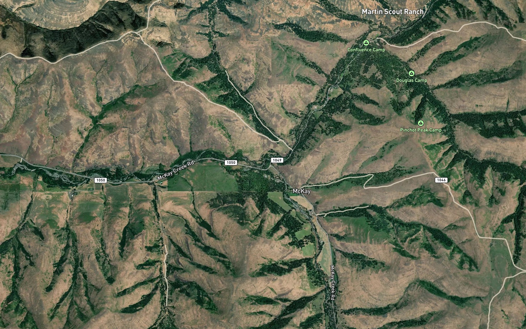 Satellite map of the North Fork McKay Creek