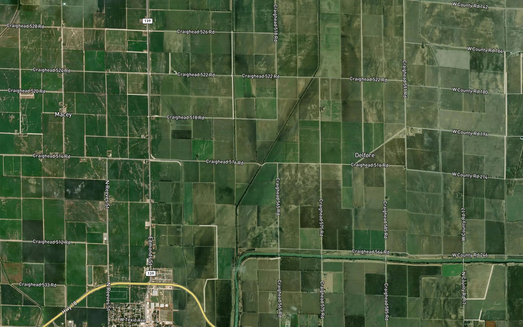 Satellite map of the Kinnemore Slough