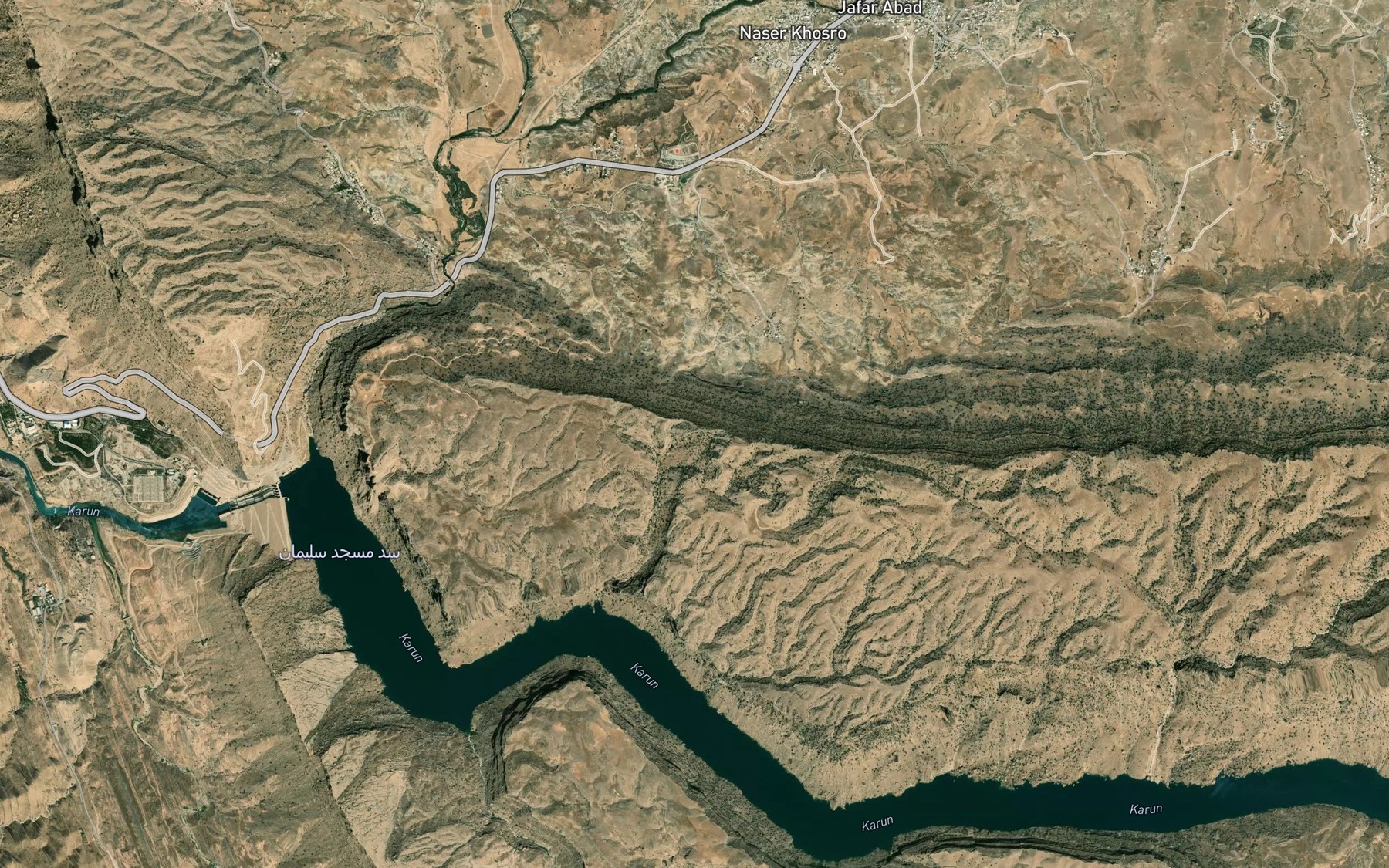Satellite map of the Ab-e Andakan