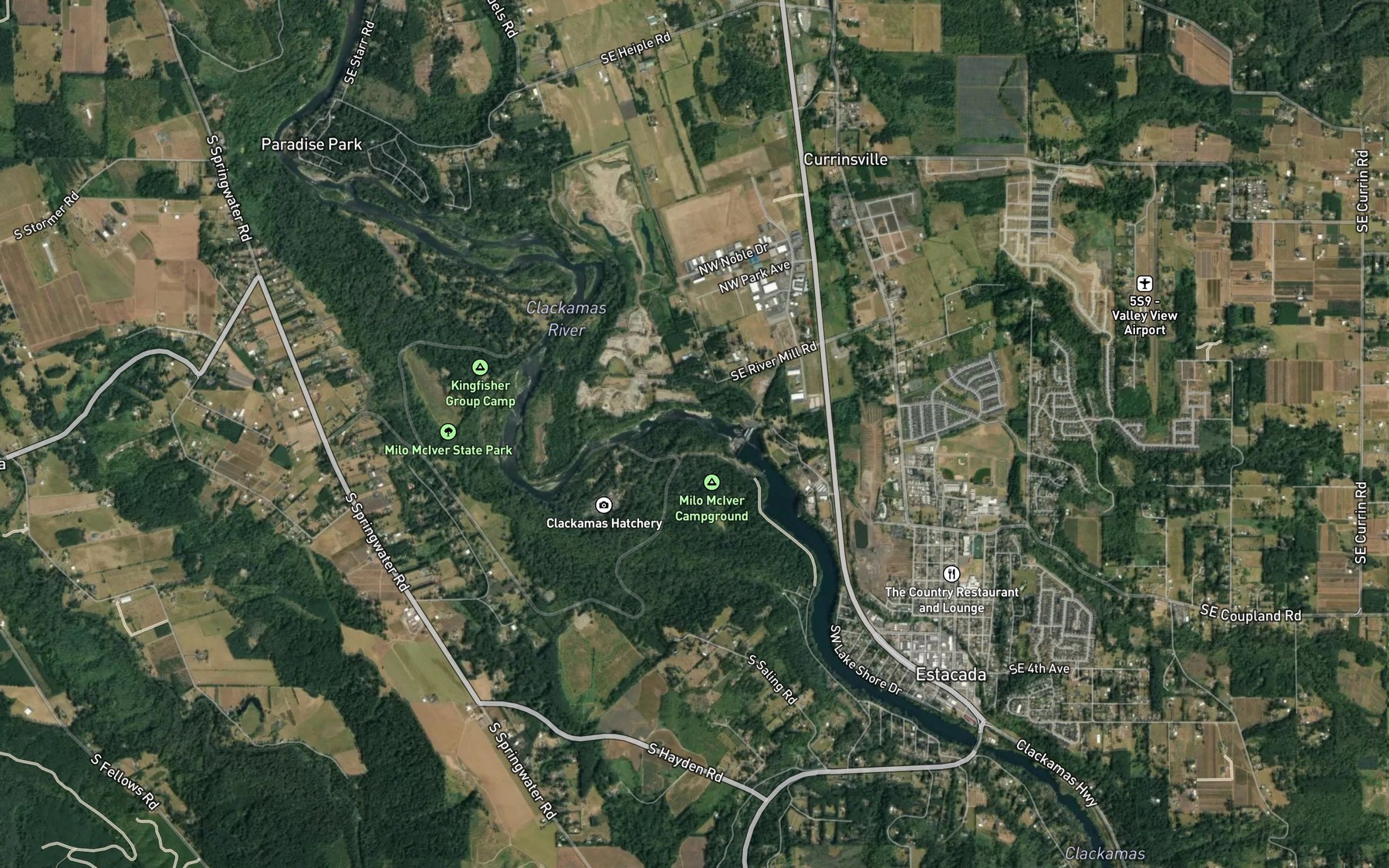 Satellite map of the River Mill Reservoir