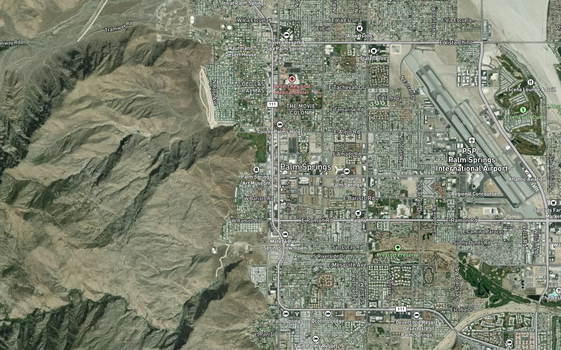 Satellite map of the Agua Caliente Spring