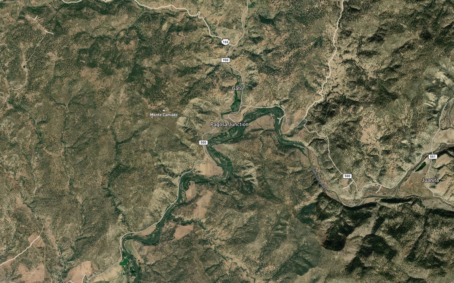 Satellite map of the Cat Creek