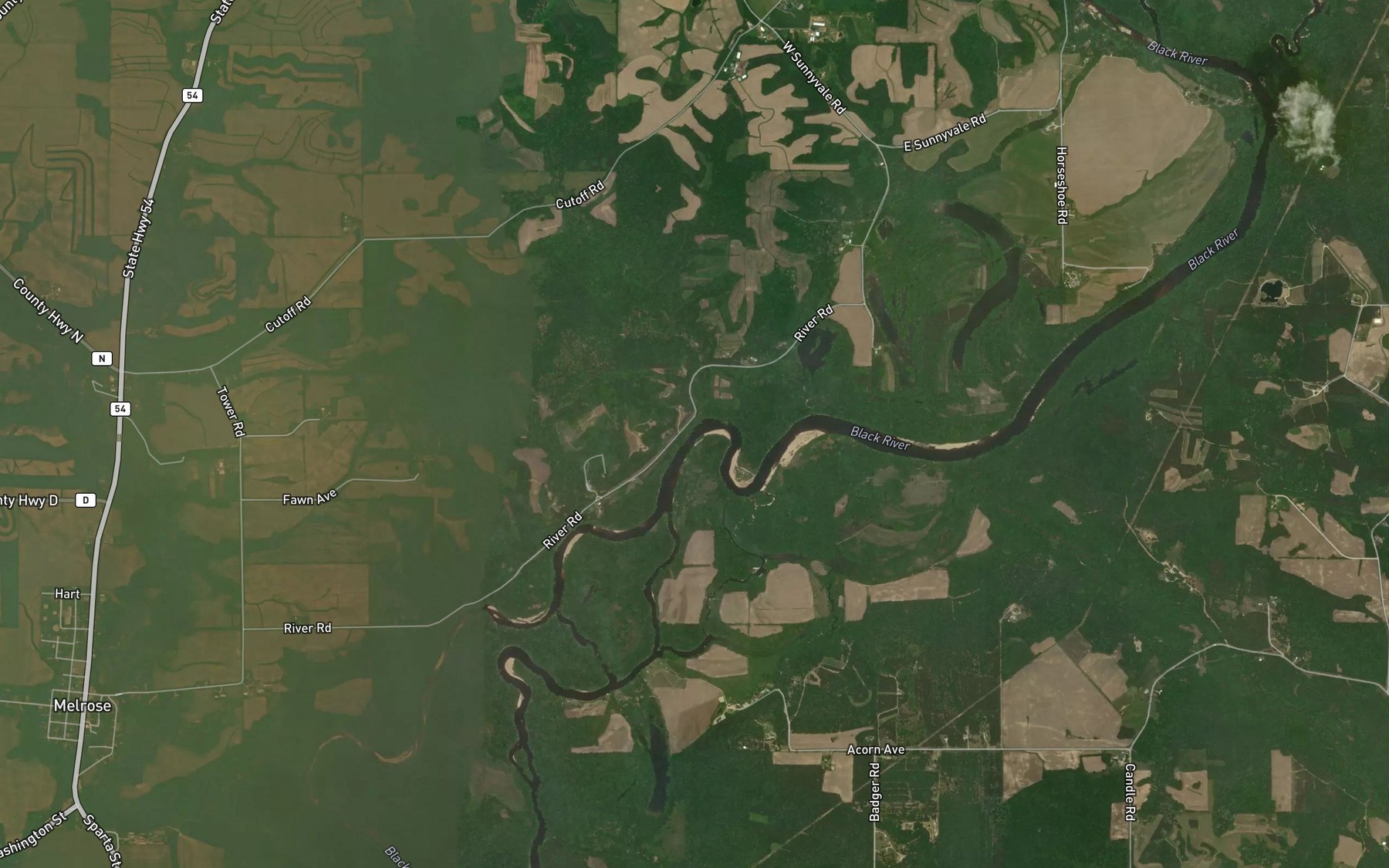 Satellite map of the Kunes Creek