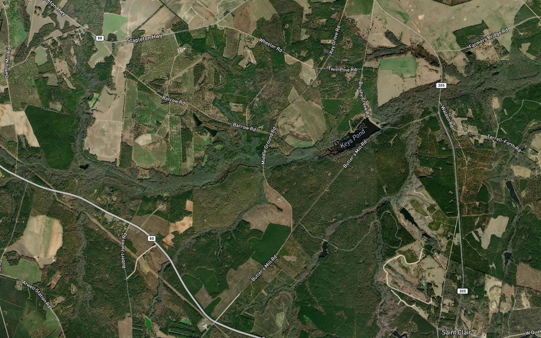 Satellite map of the Bull Nose Branch