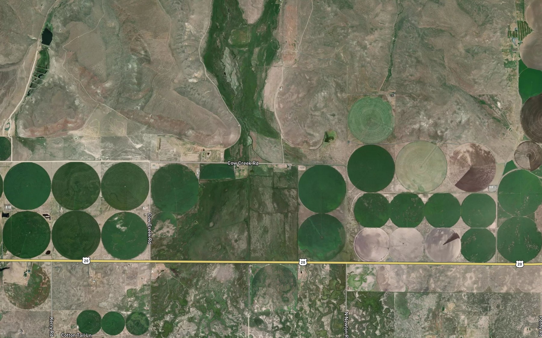 Satellite map of the Cow Creek