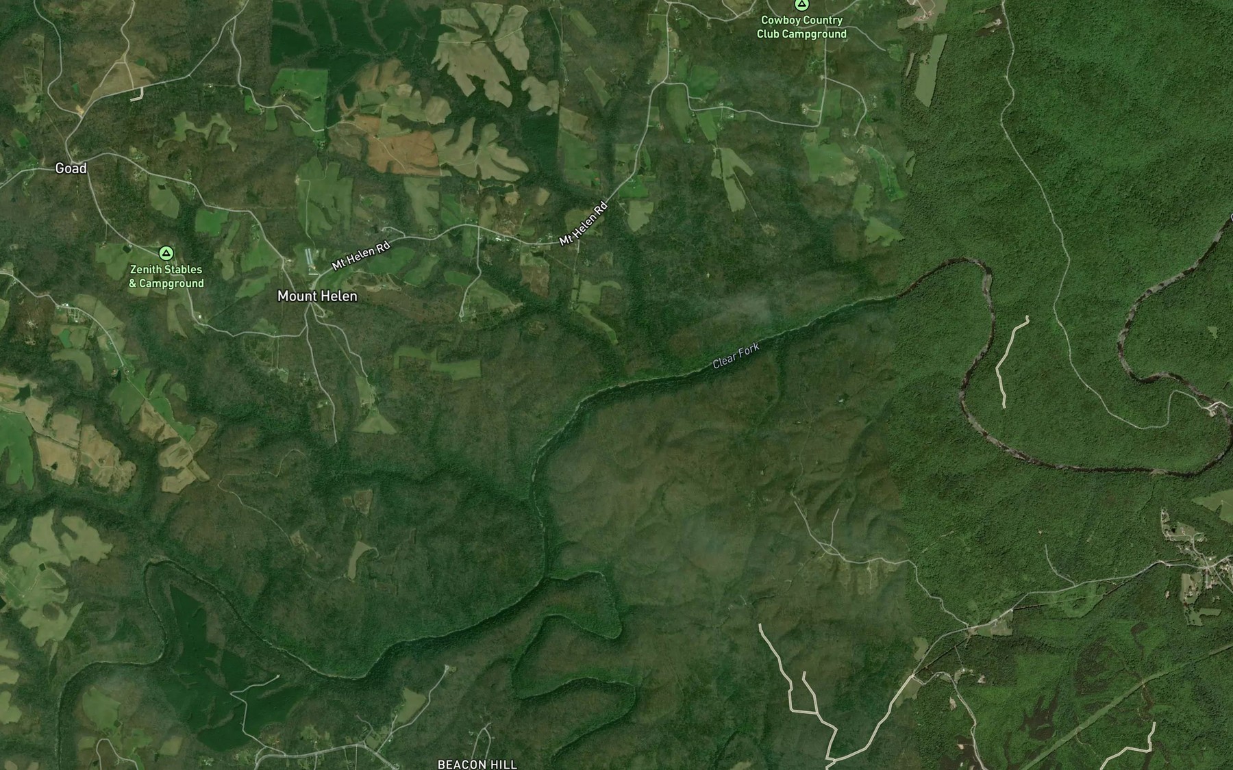 Satellite map of the Wolf Branch
