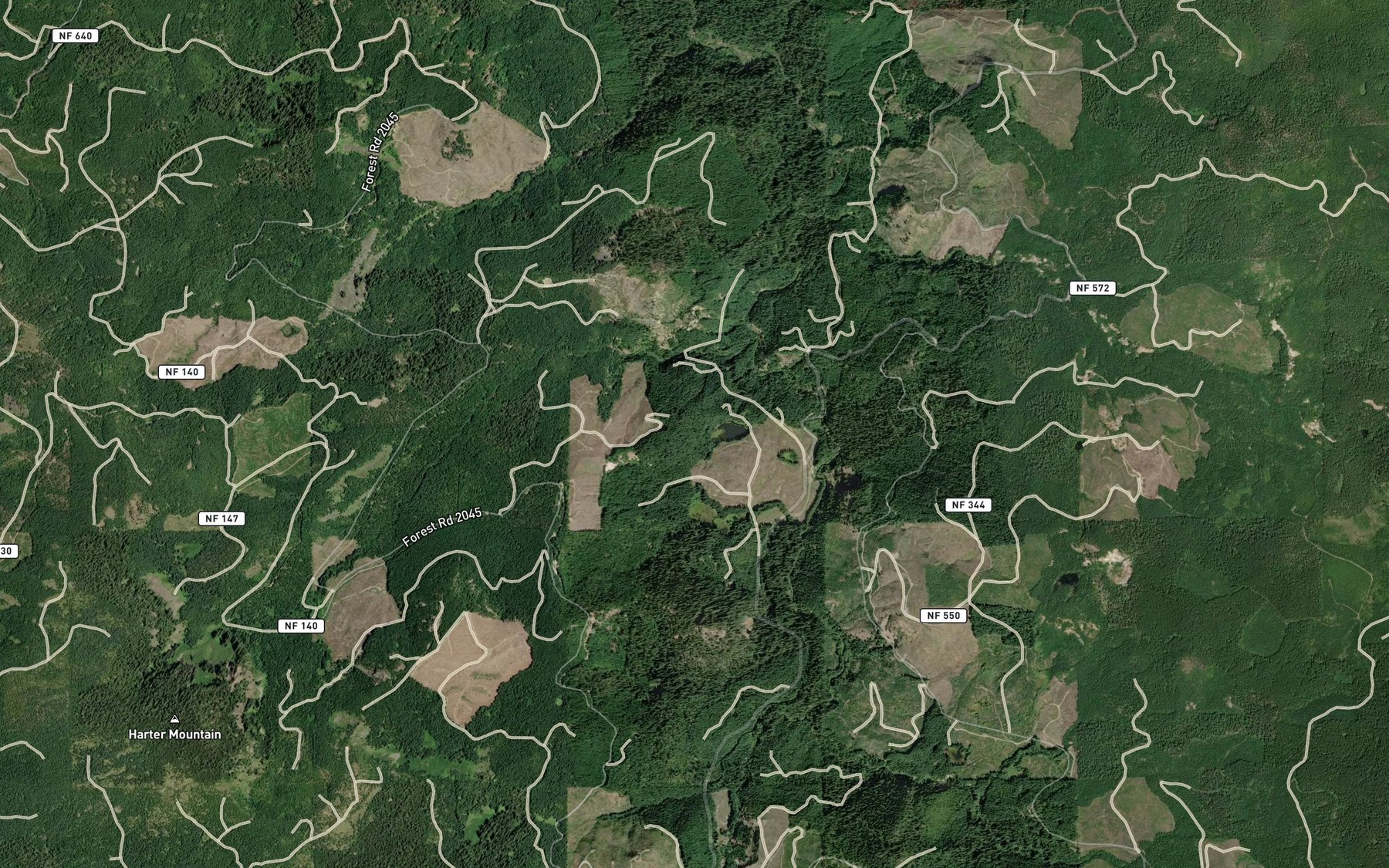 Satellite map of the Beaver Lakes