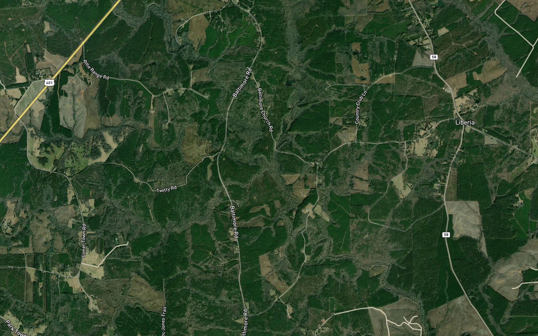 Satellite map of the Richneck Creek