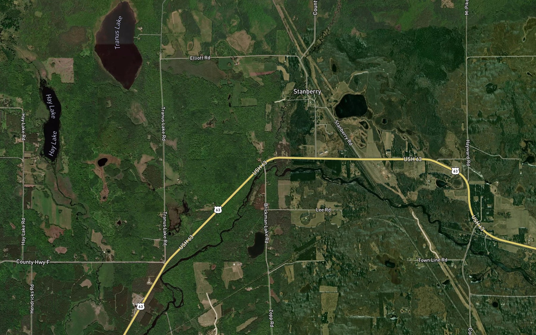 Satellite map of the Chippanazie Creek