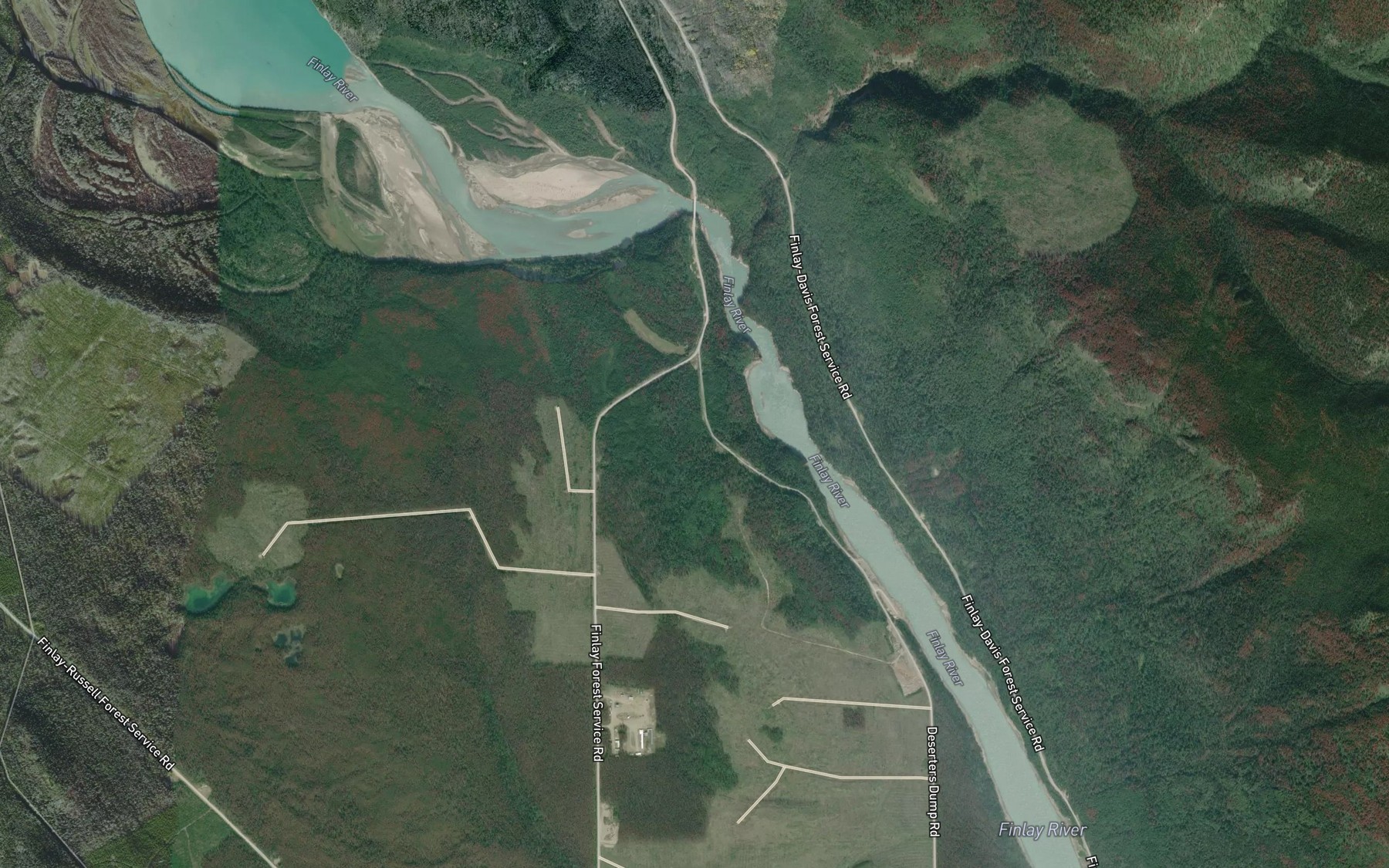 Satellite map of the Deserters Creek