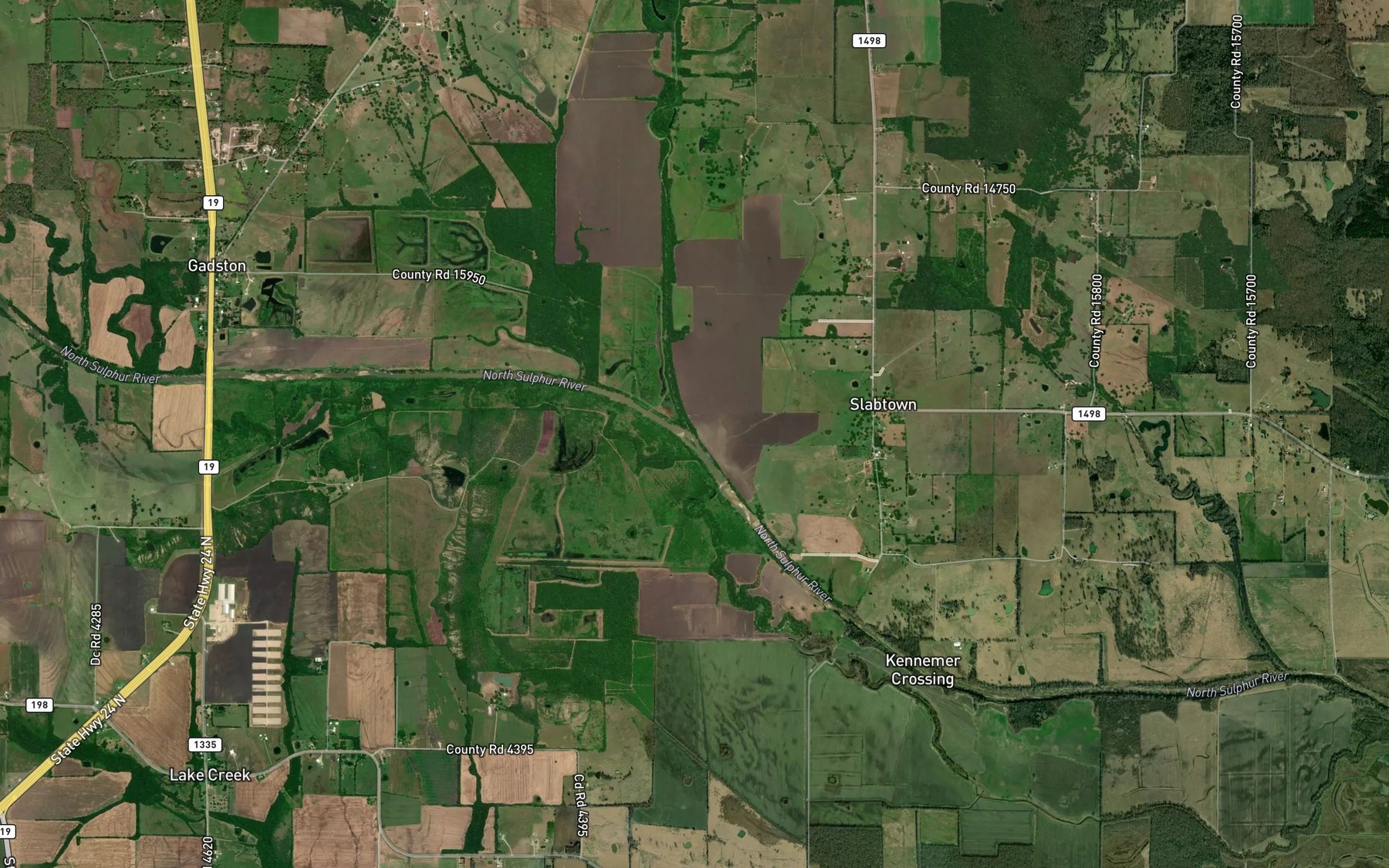 Satellite map of the Auds Creek