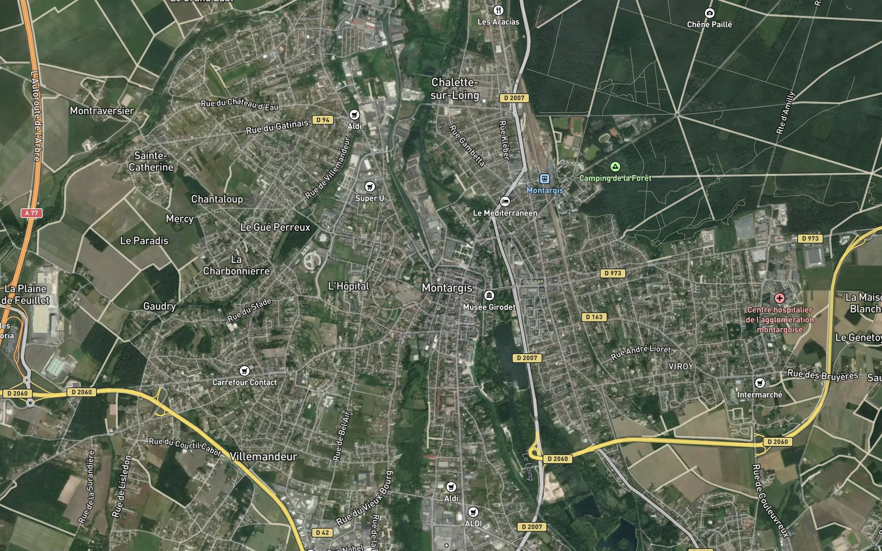 Satellite map of the Puiseaux