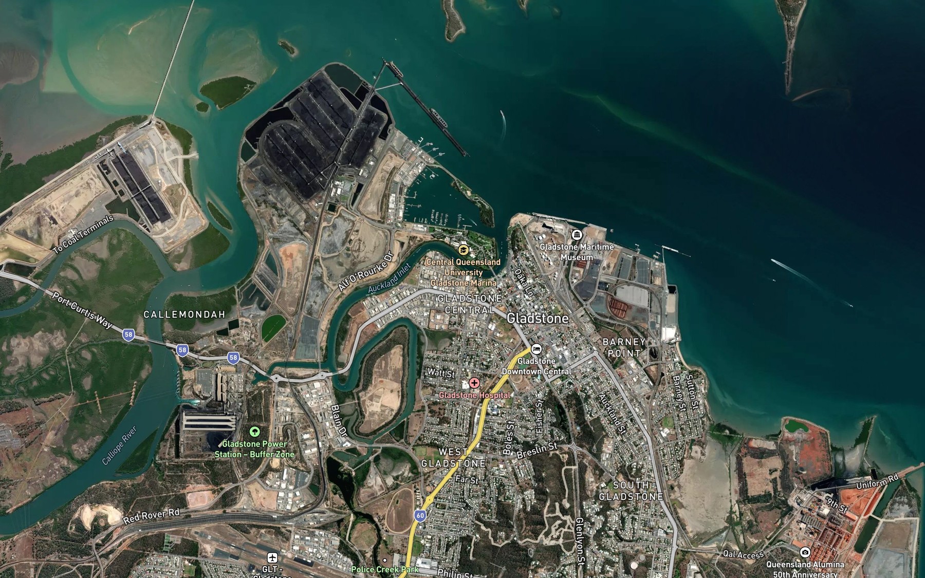 Satellite map of the Welby Creek
