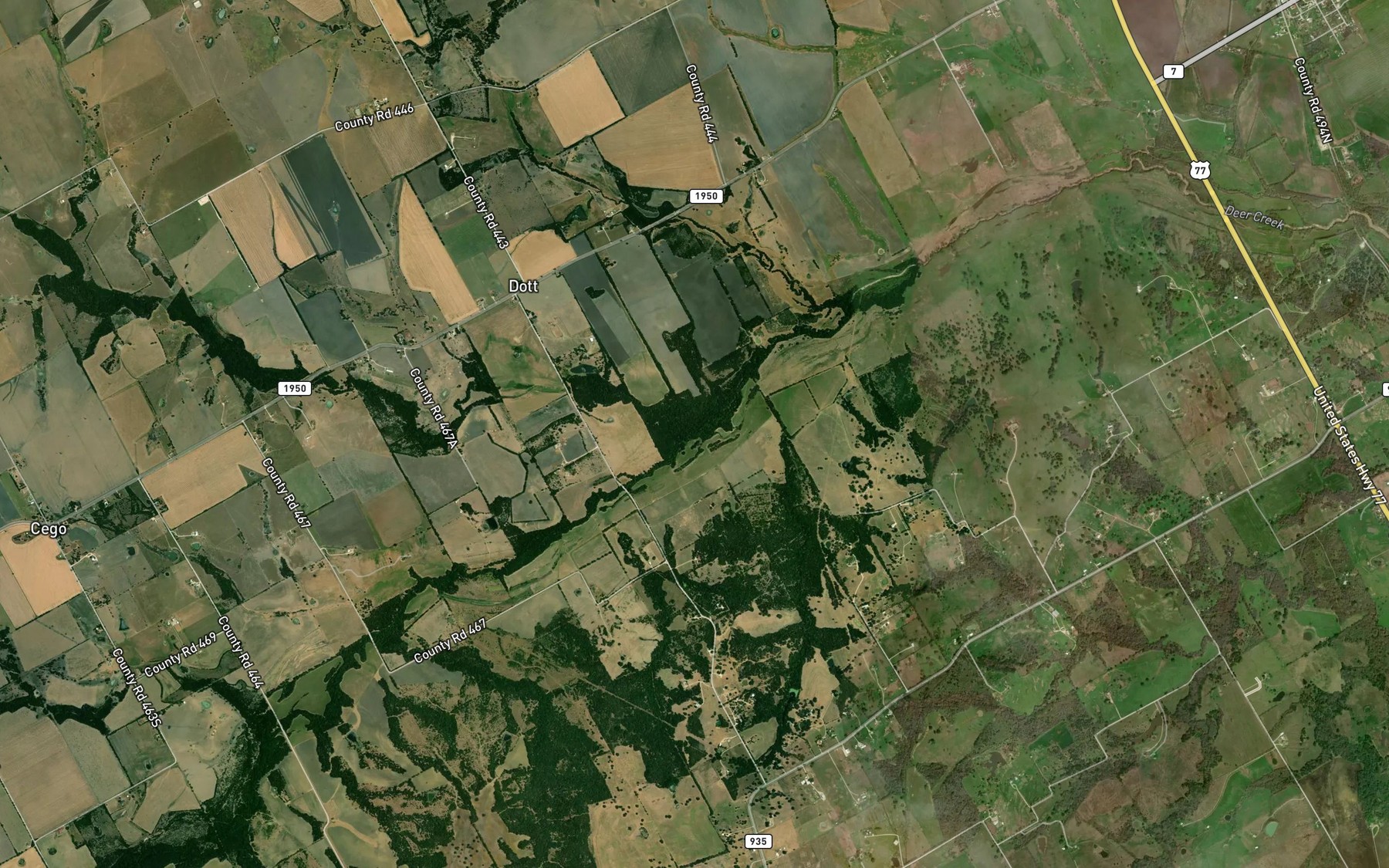 Satellite map of the Cottonwood Creek