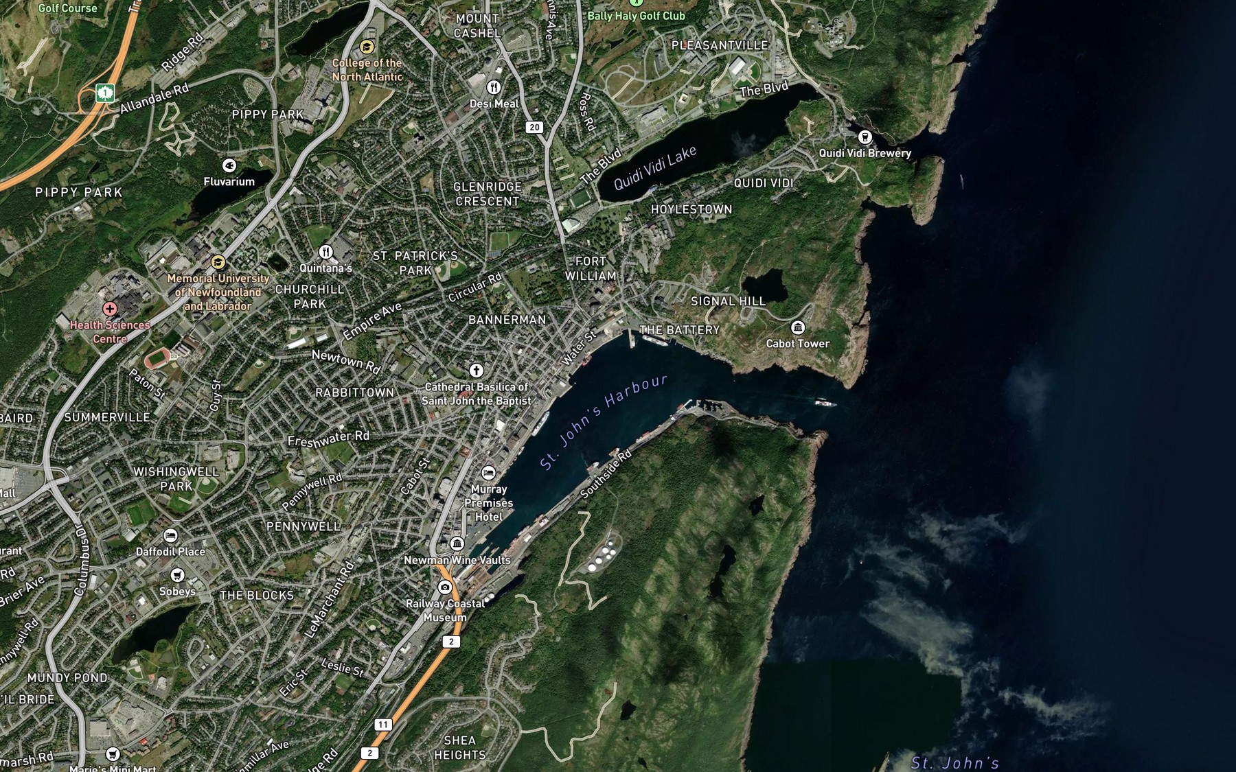 Satellite map of the Jobs Cove
