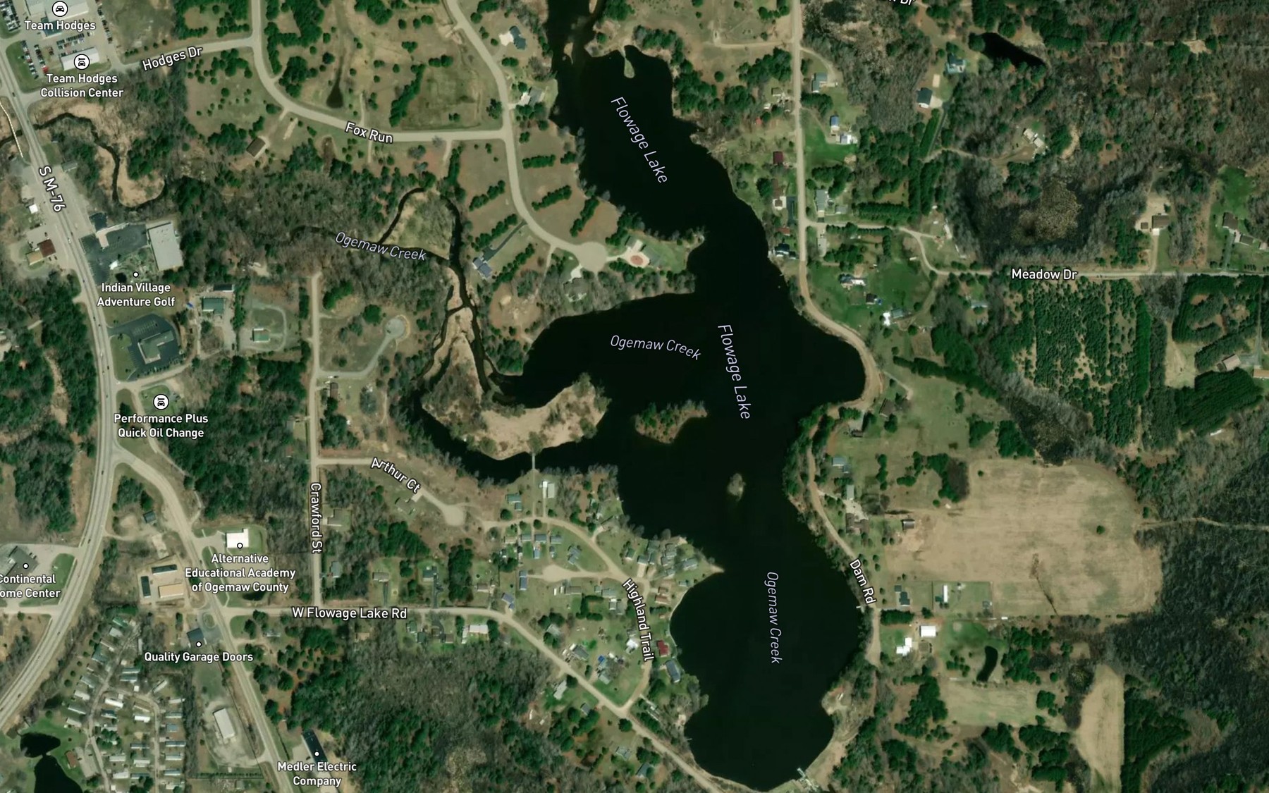 Satellite map of the Flowage Lake
