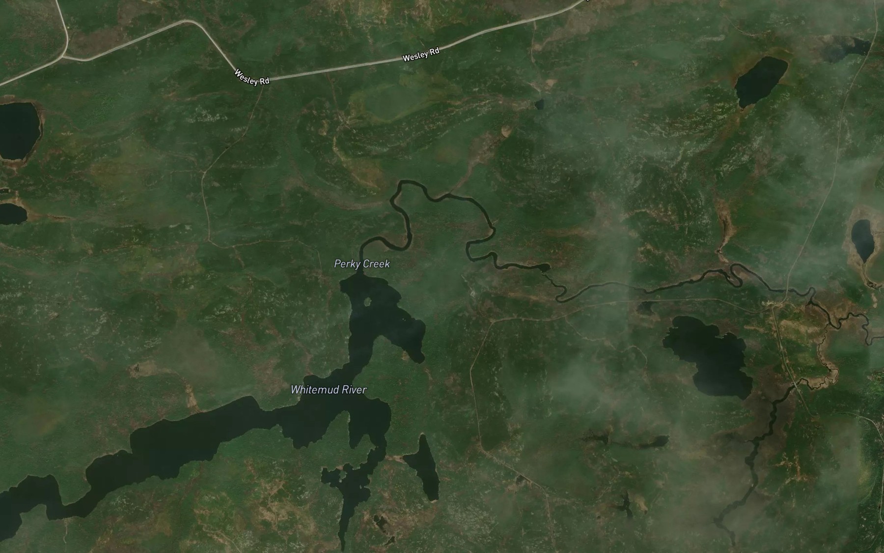 Satellite map of the Perky Creek