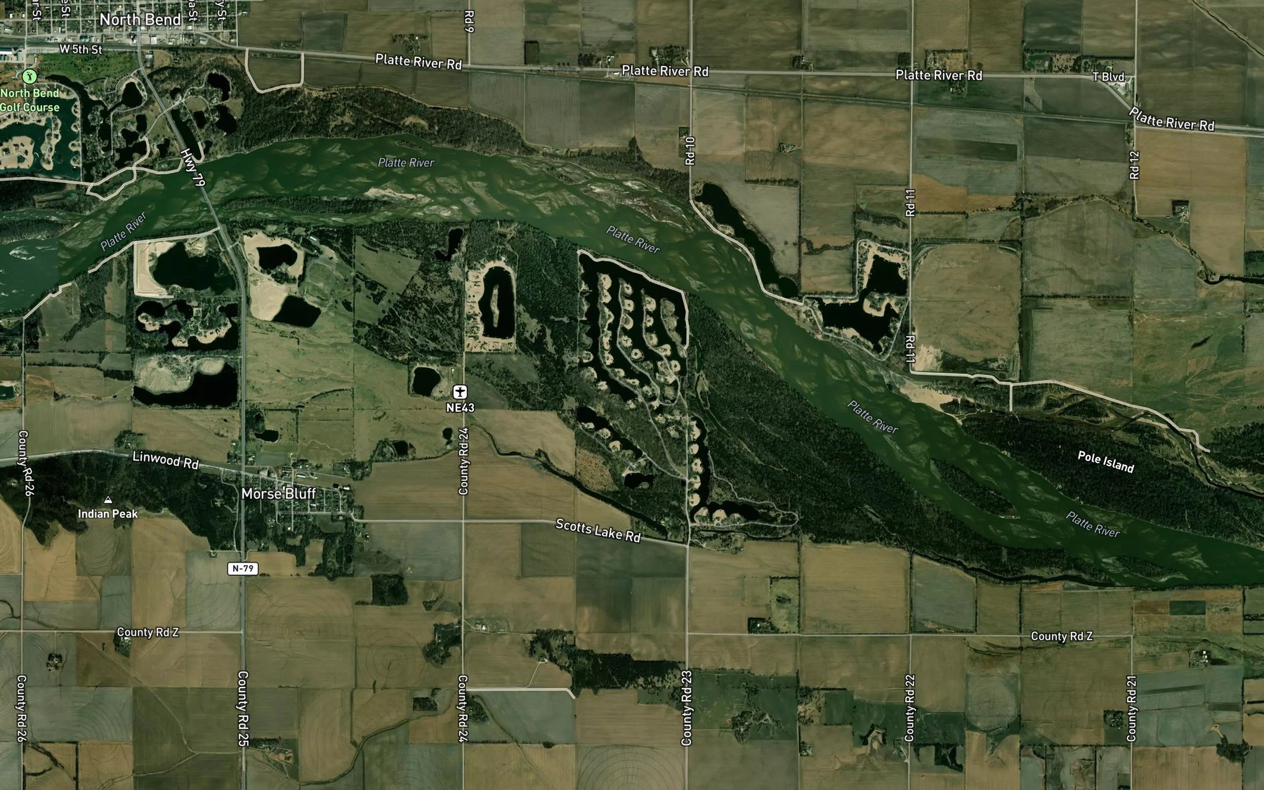 Satellite map of the Wolf Lakes