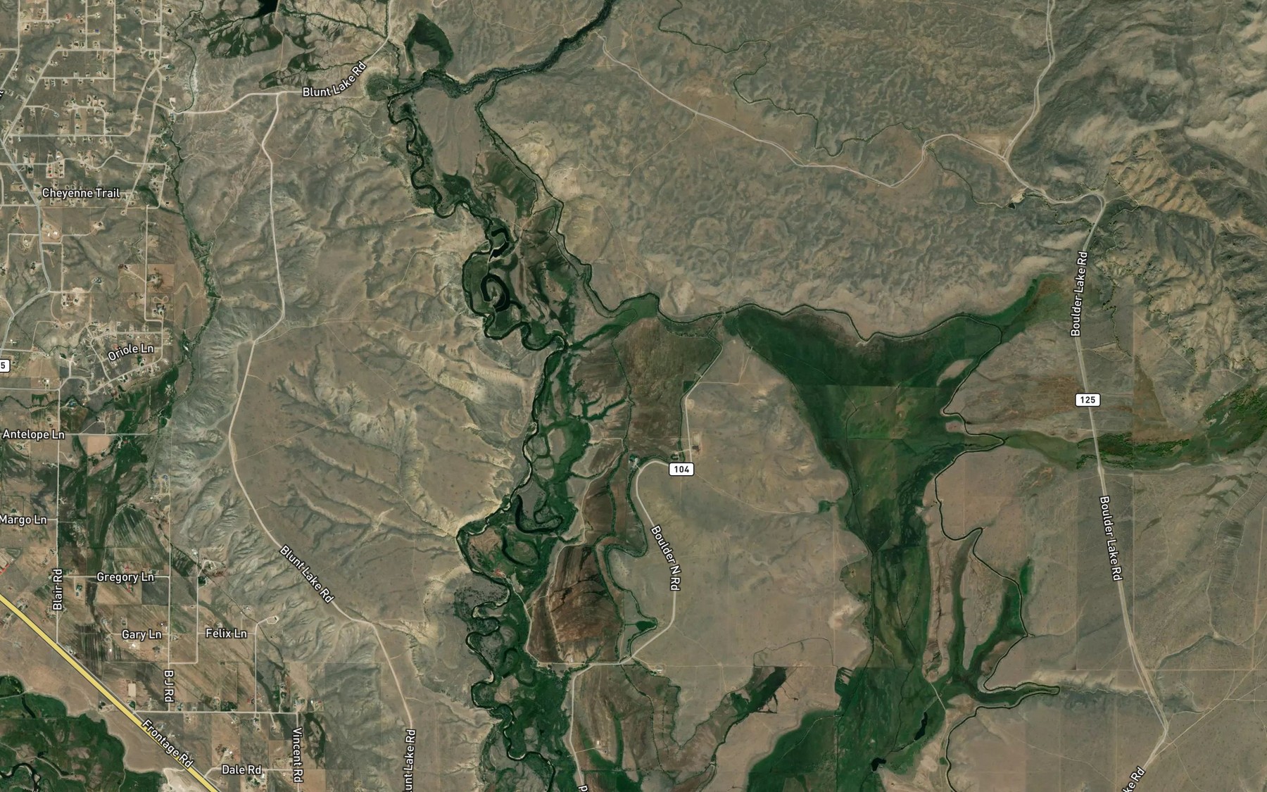 Satellite map of the Burkhalter Ditch