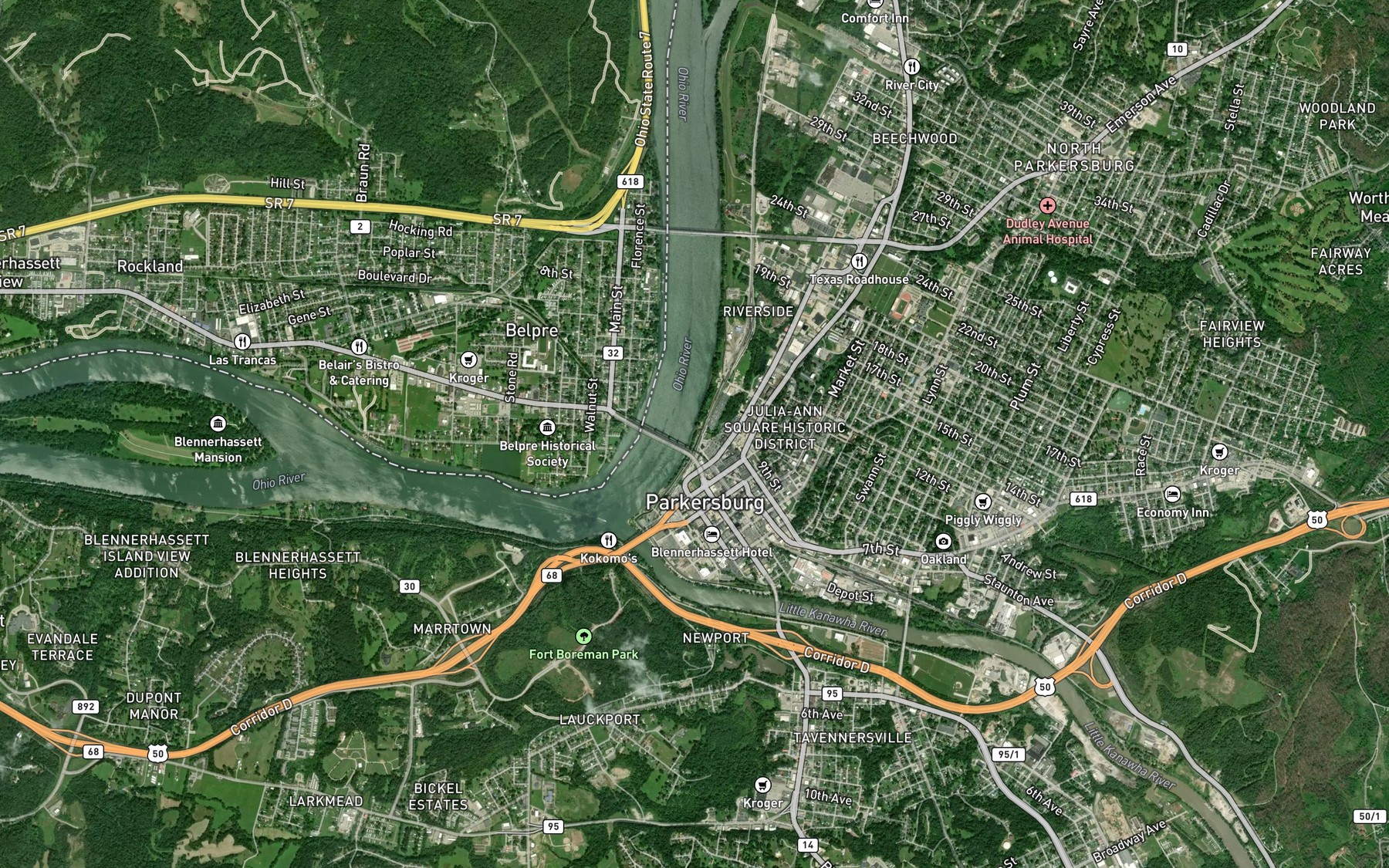 Satellite map of the Pond Run