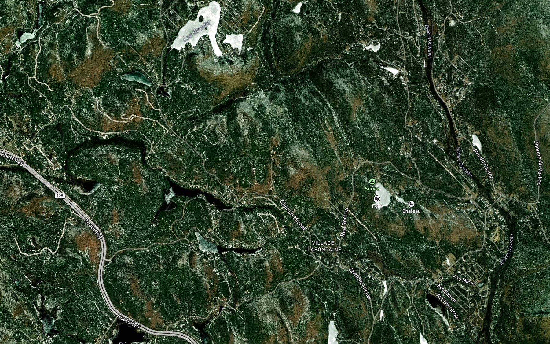 Satellite map of the Lac Champagne
