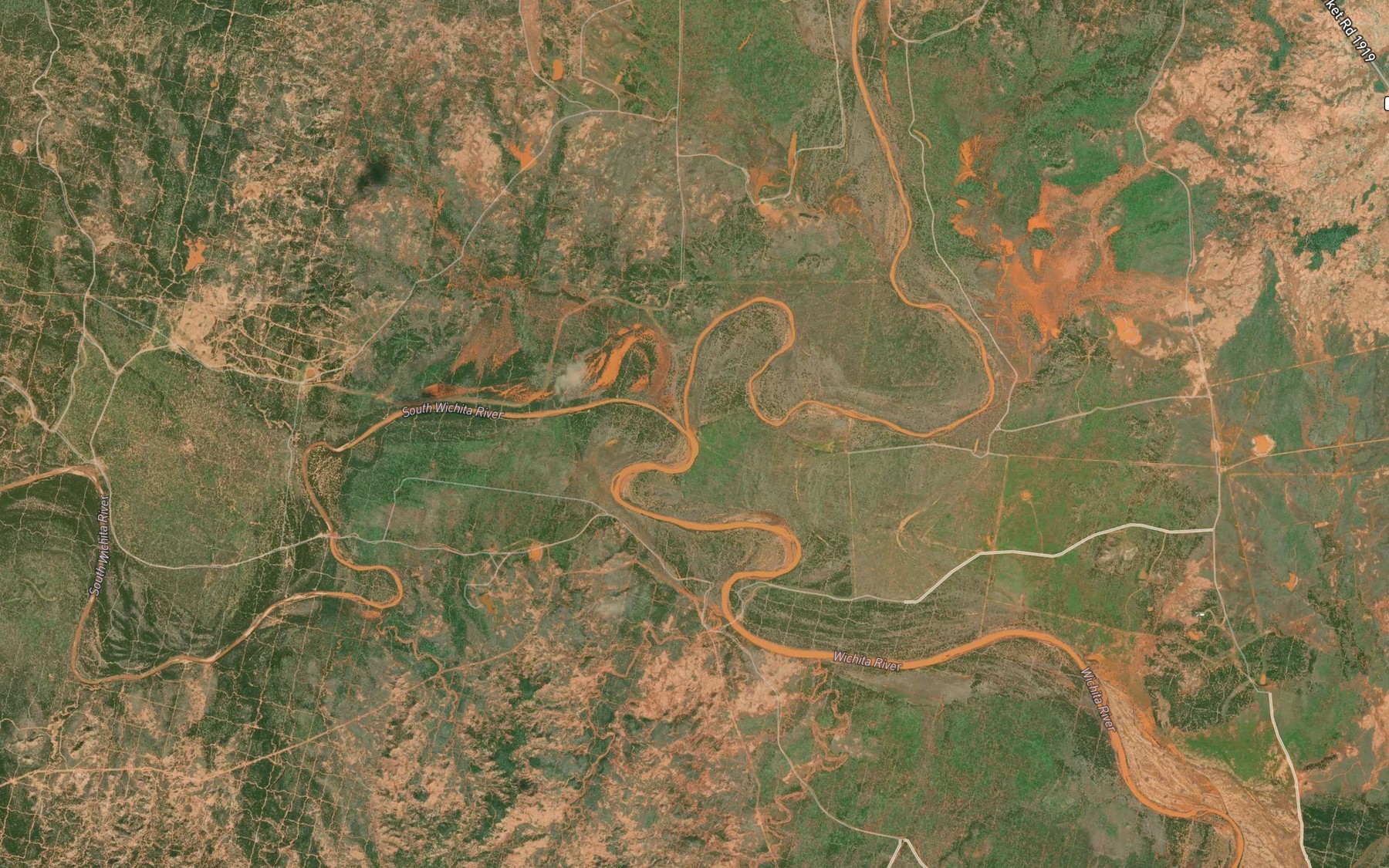 Satellite map of the North Wichita River
