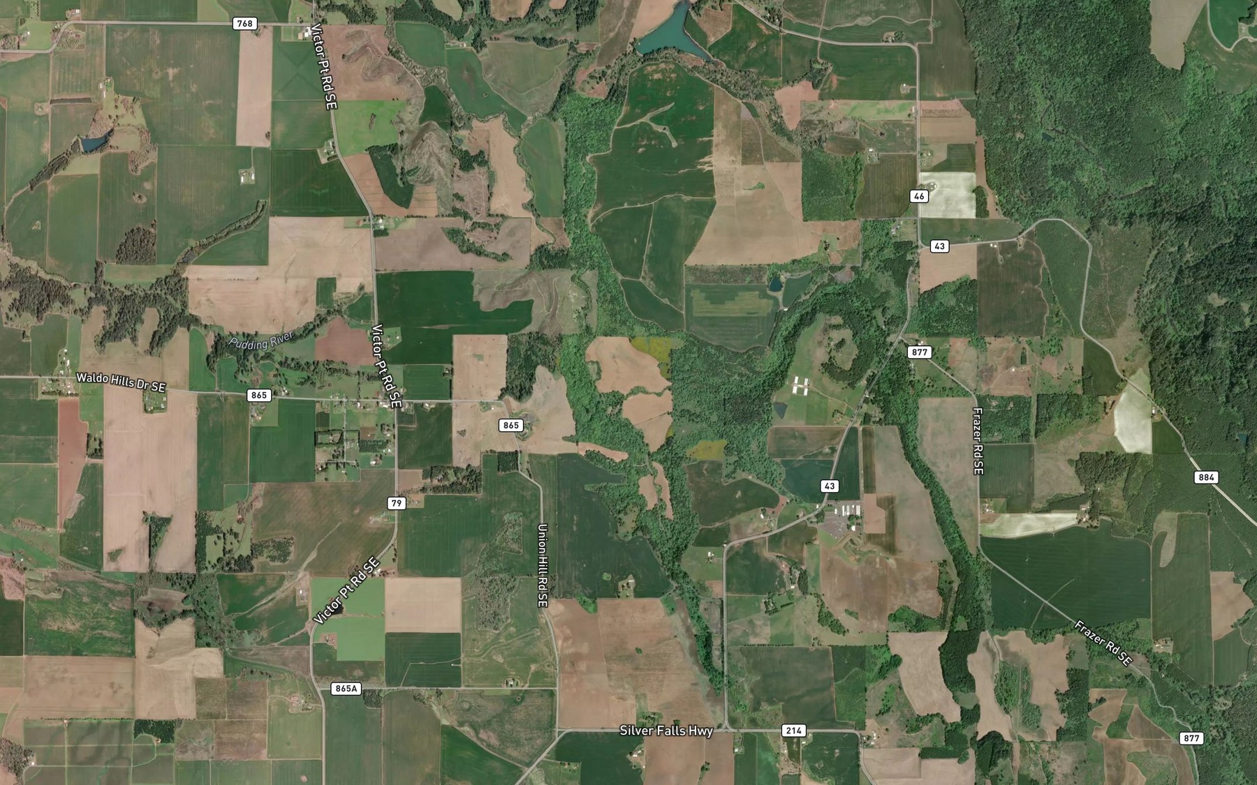 Satellite map of the East Fork Drift Creek